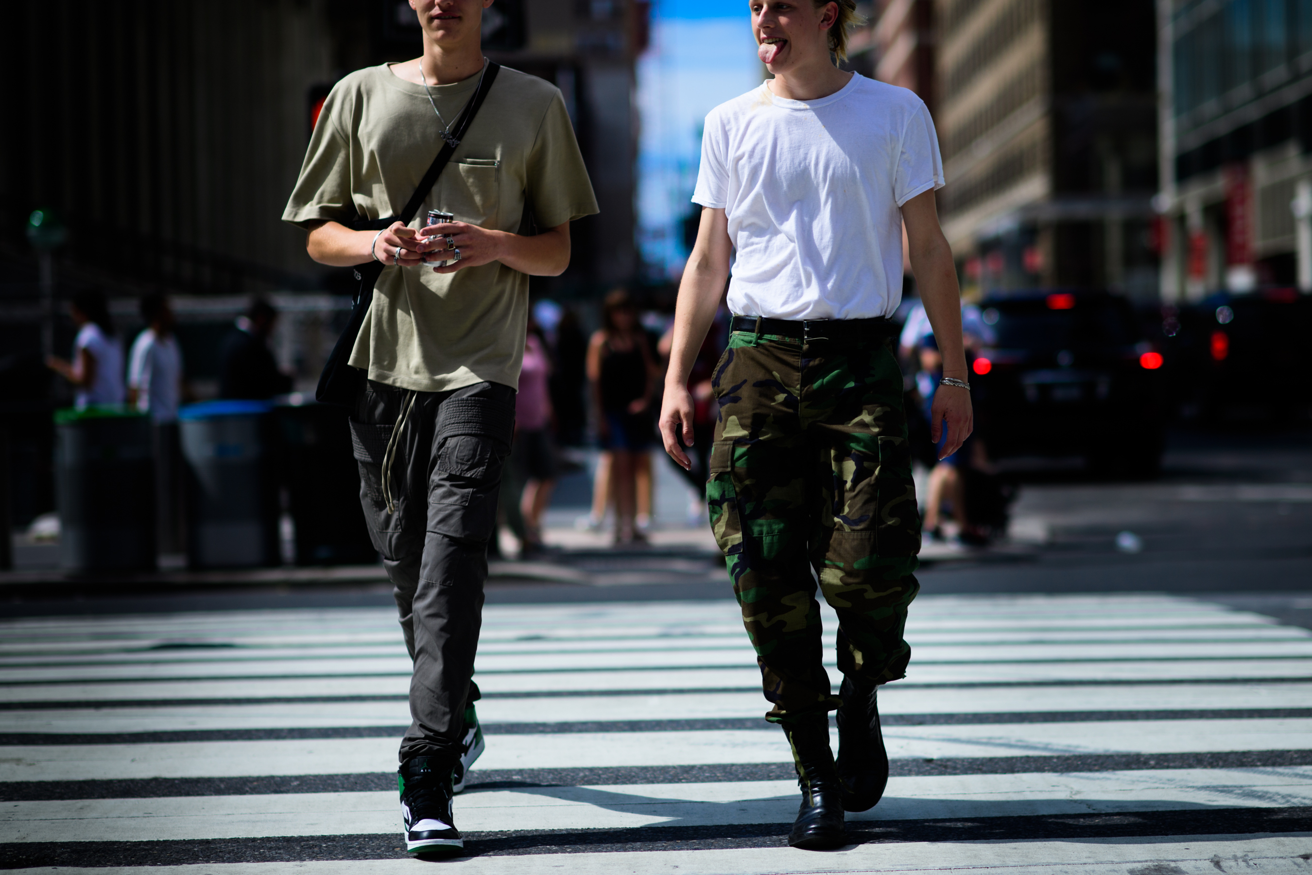 Two male models after the show