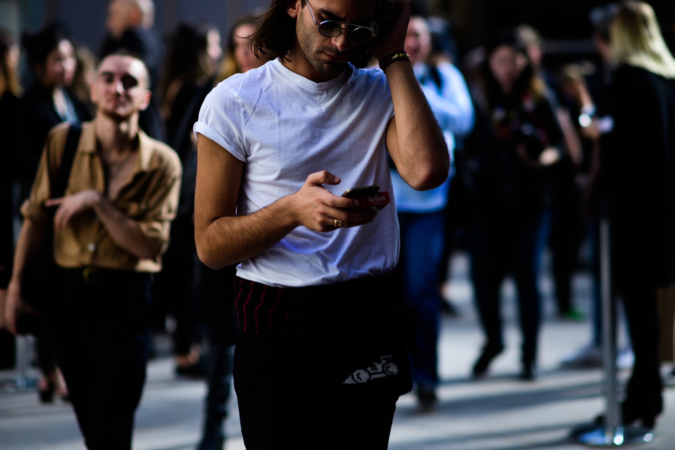 Man wearing white t-shirt after the show
