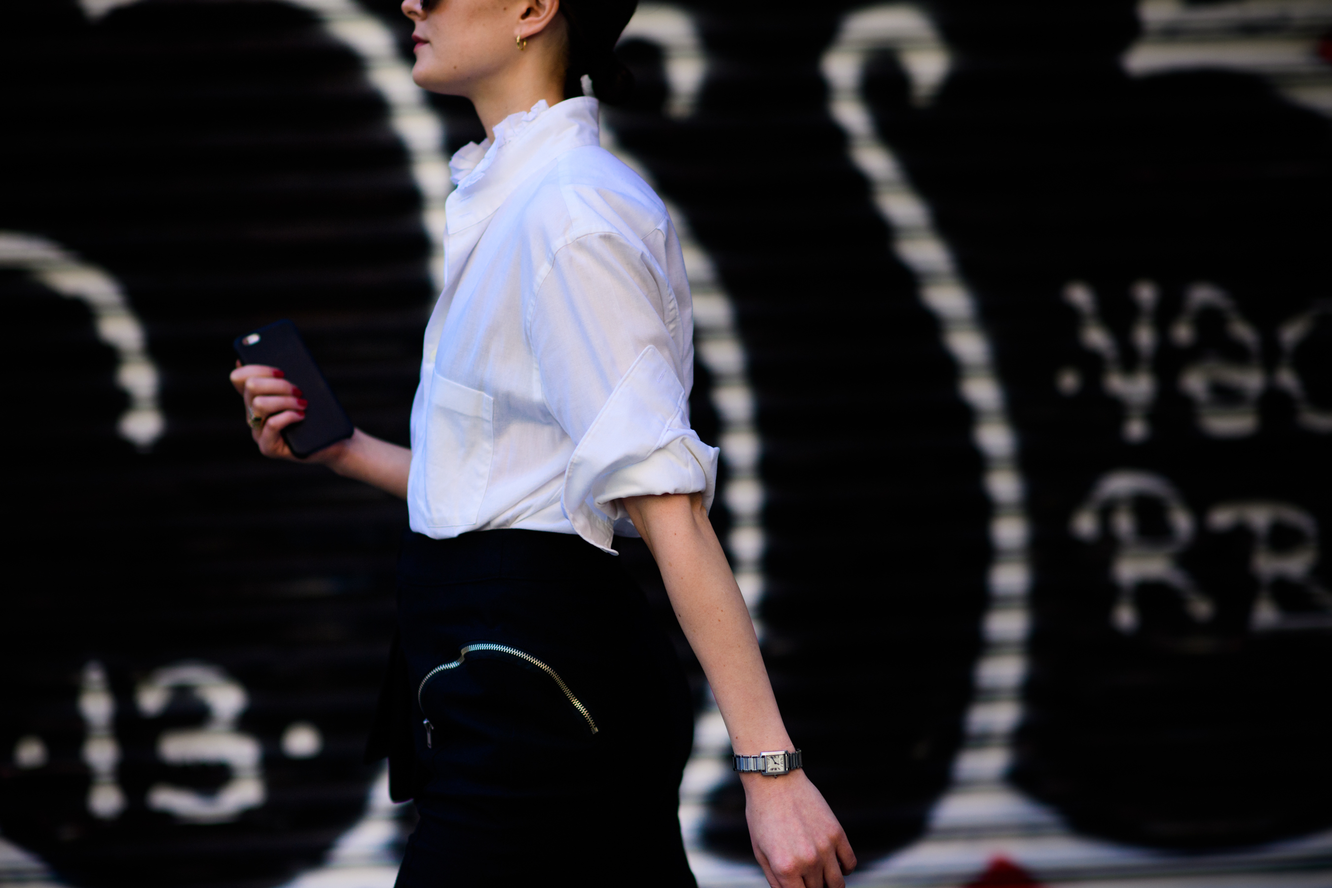 Woman wearing white shirt