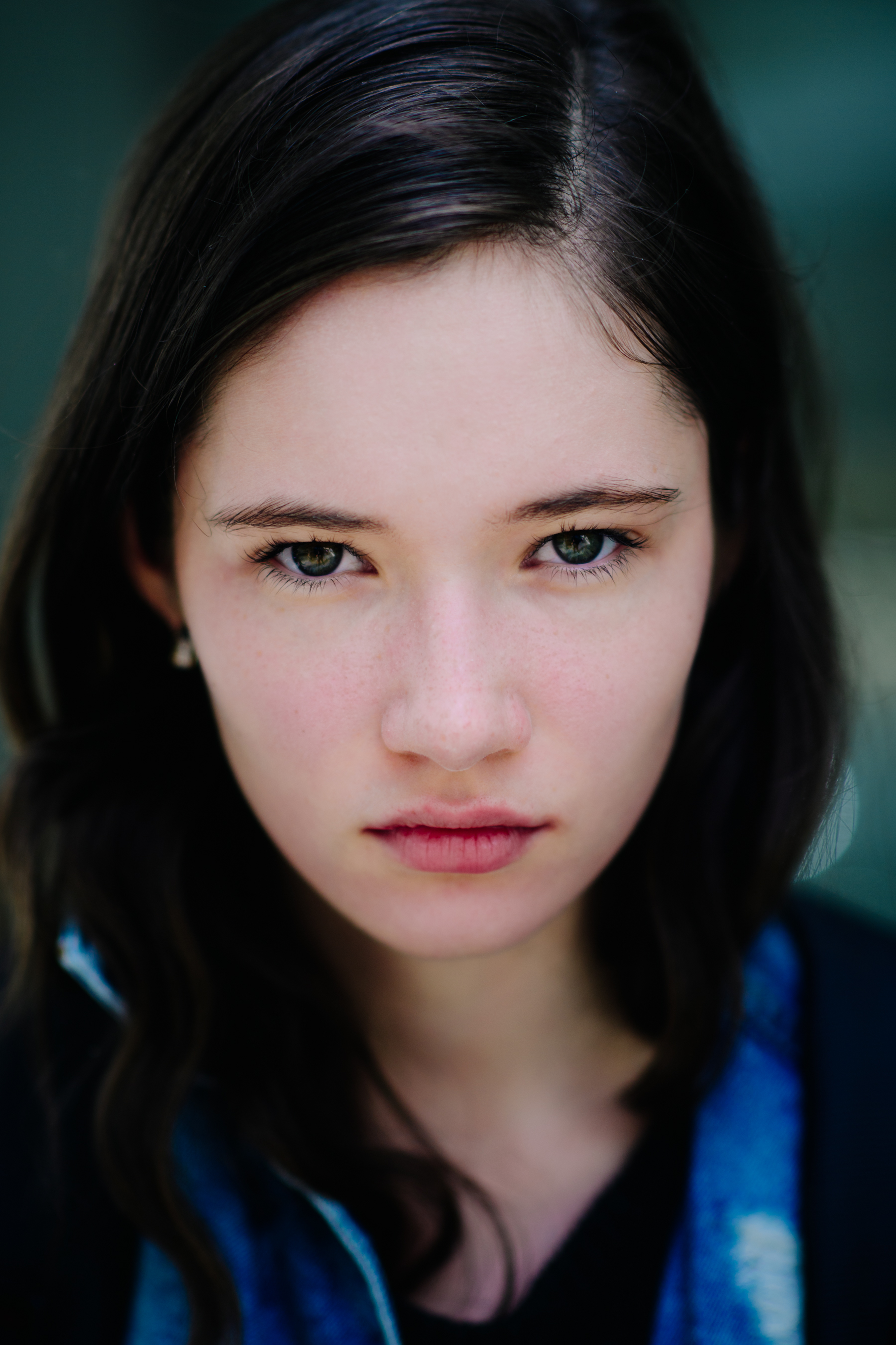 Portrait of model with black hair