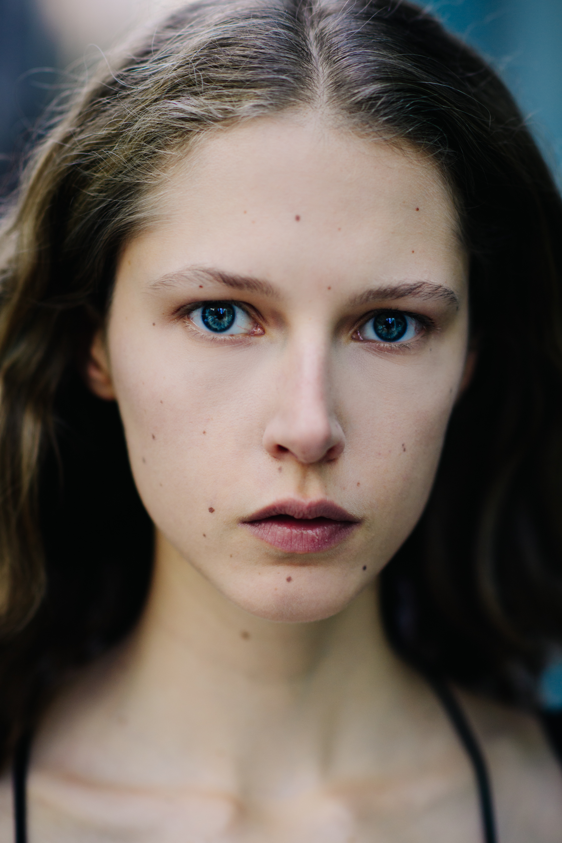 Portrait of a model with blue eyes