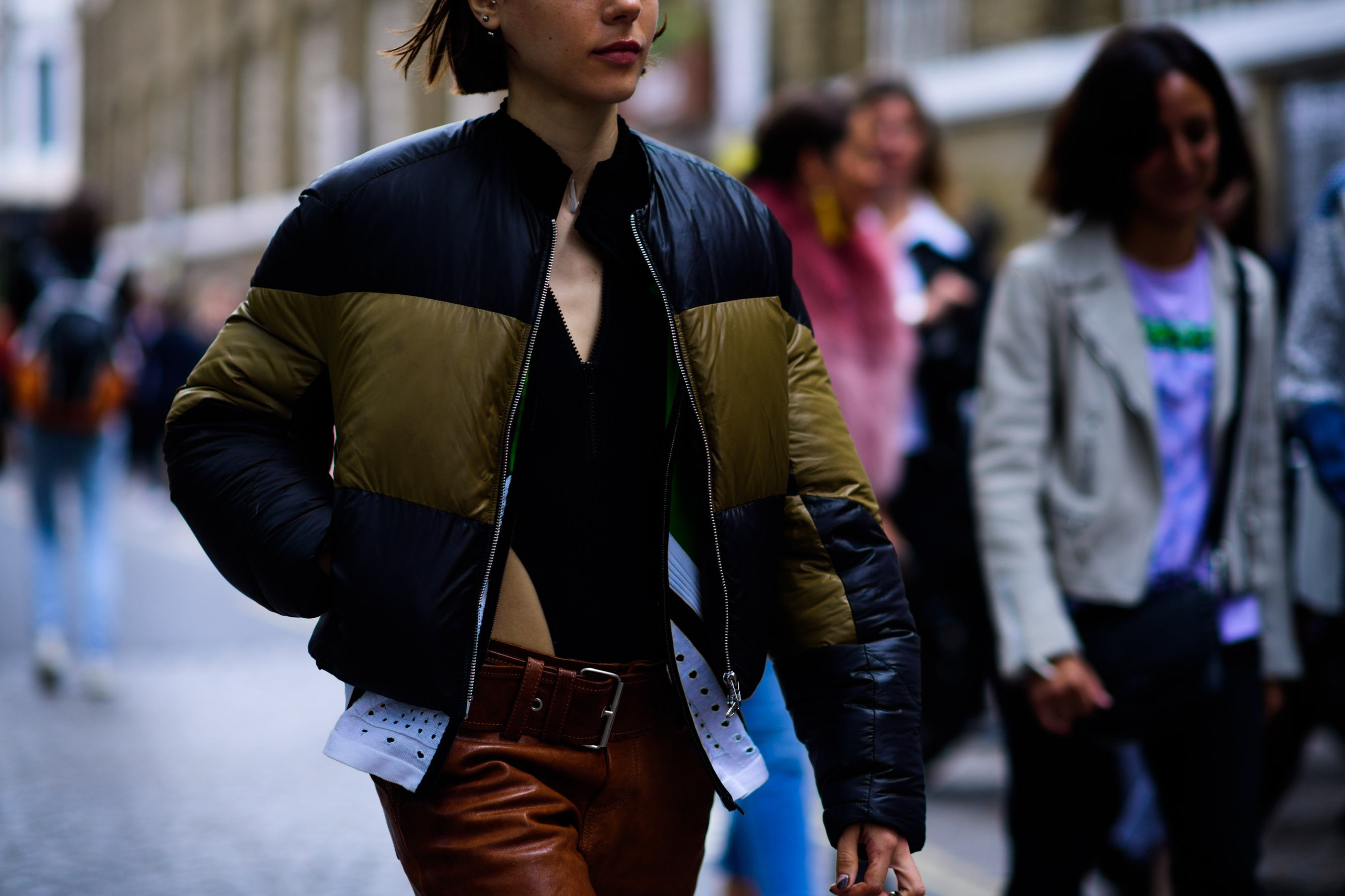 Woman wearing bomber