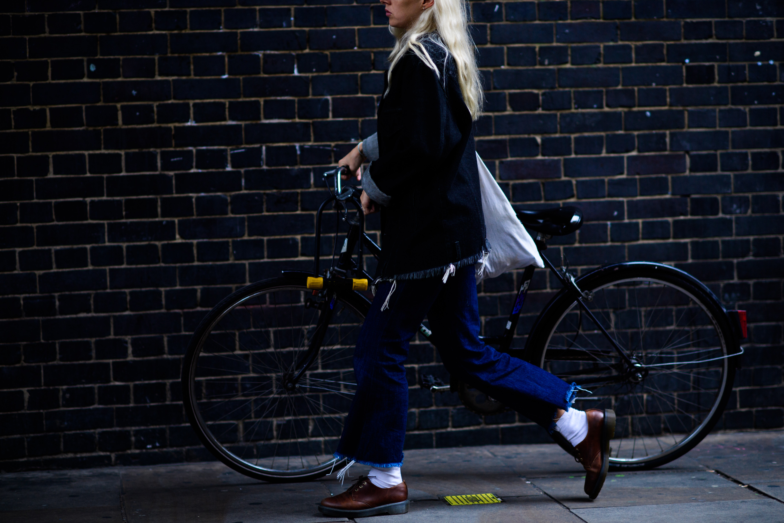 Woman wearing denim outfit