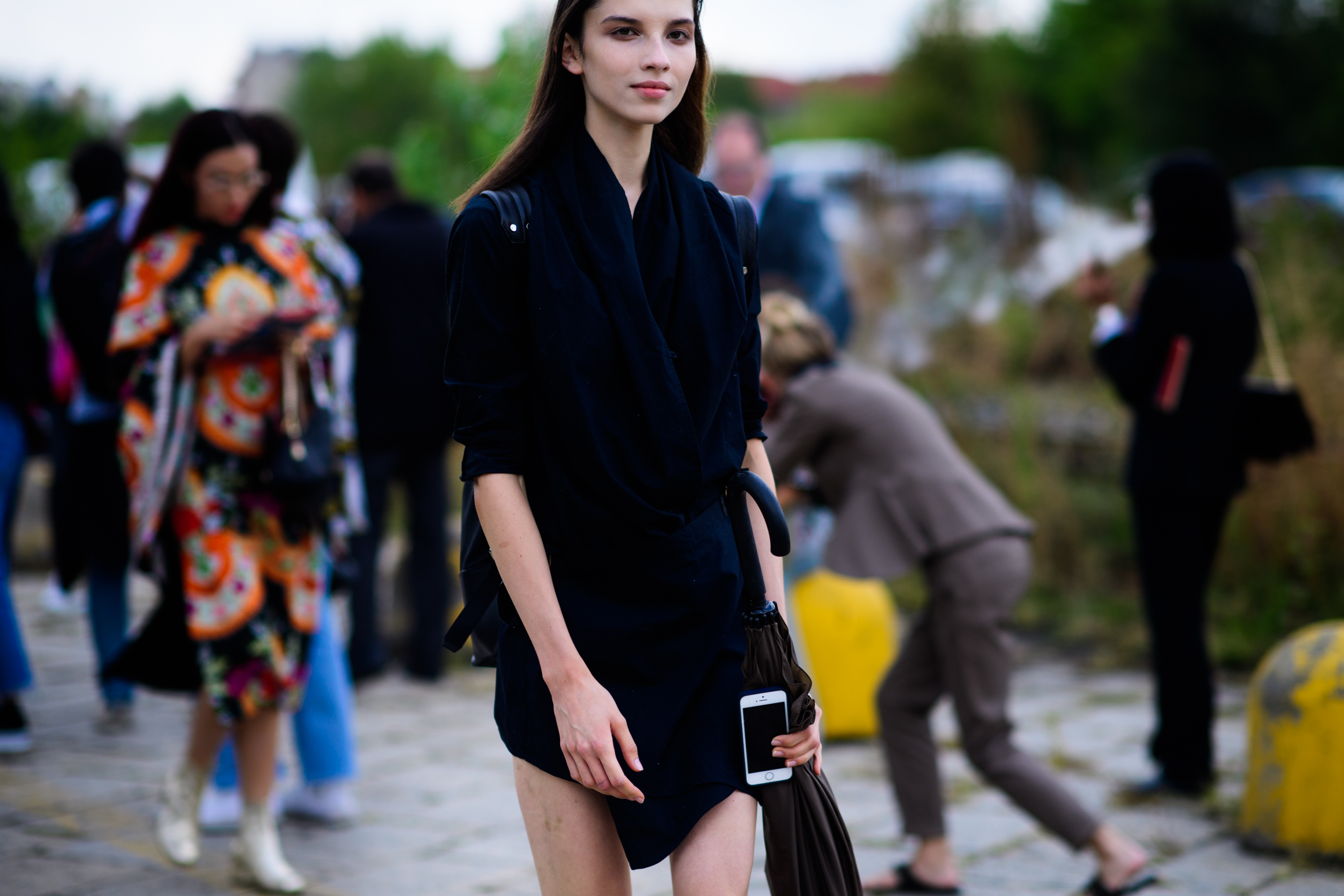 Model wearing all black after Gucci