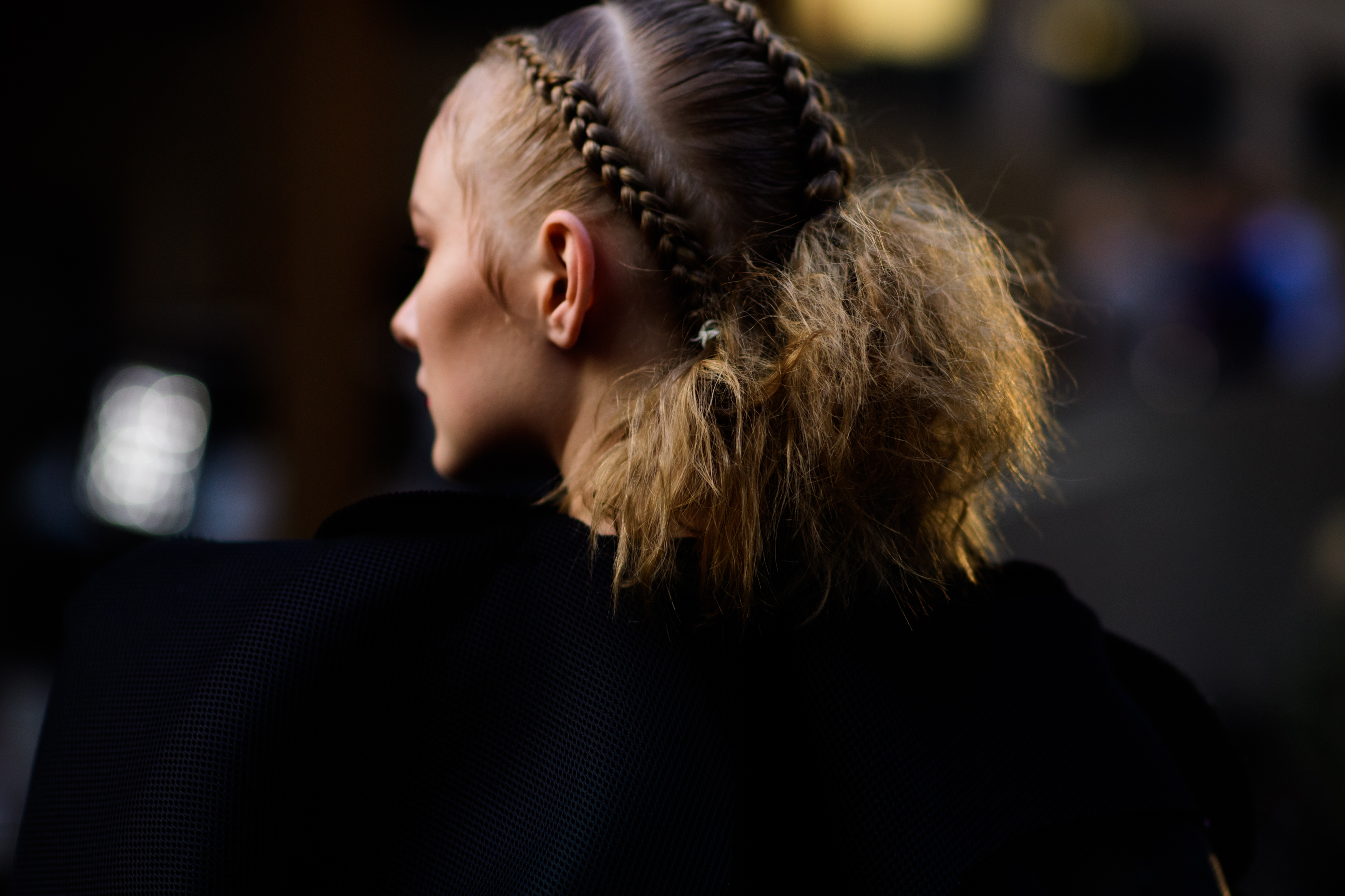 Model with braided blonde hair