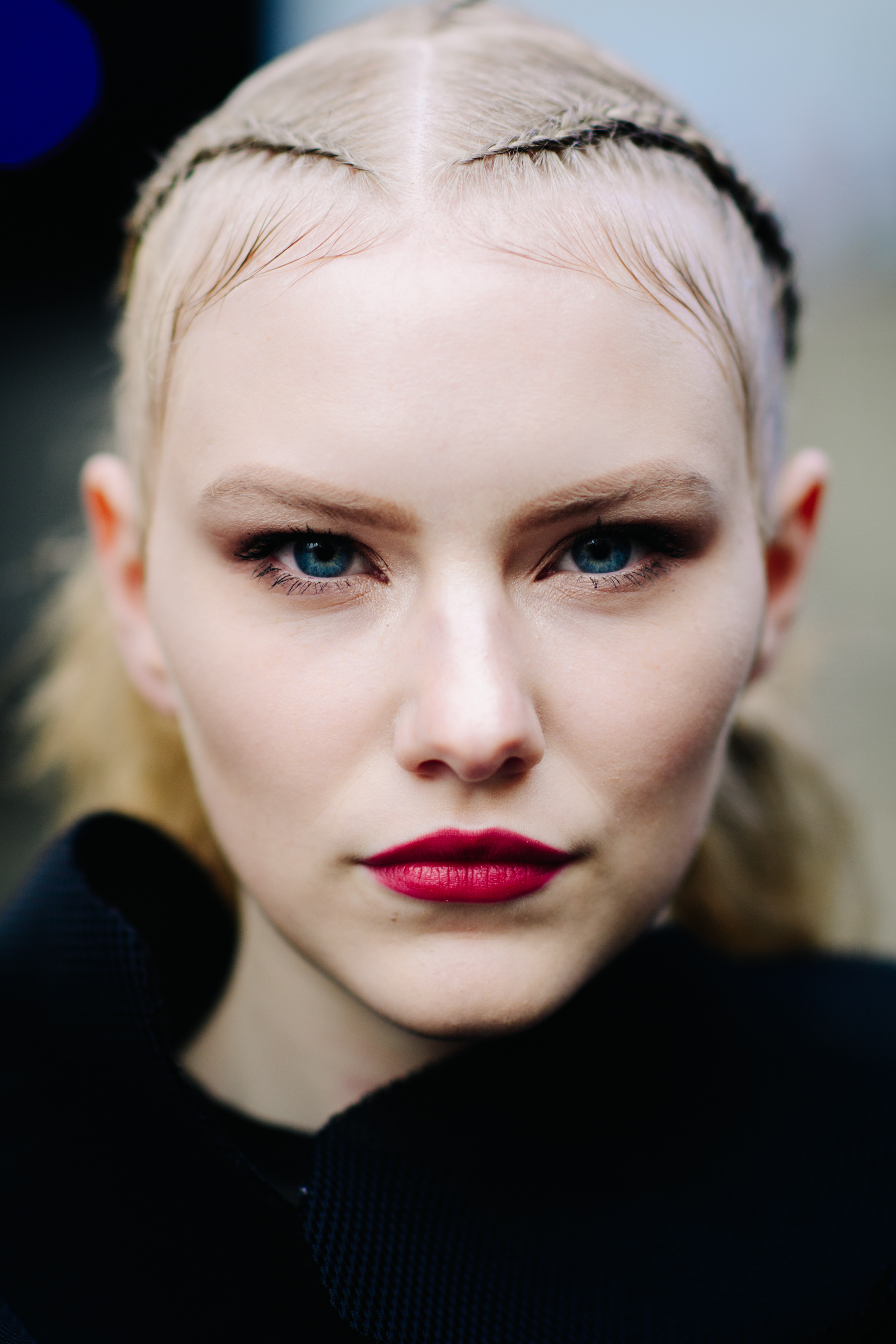 Portrait of model with braided blonde hair