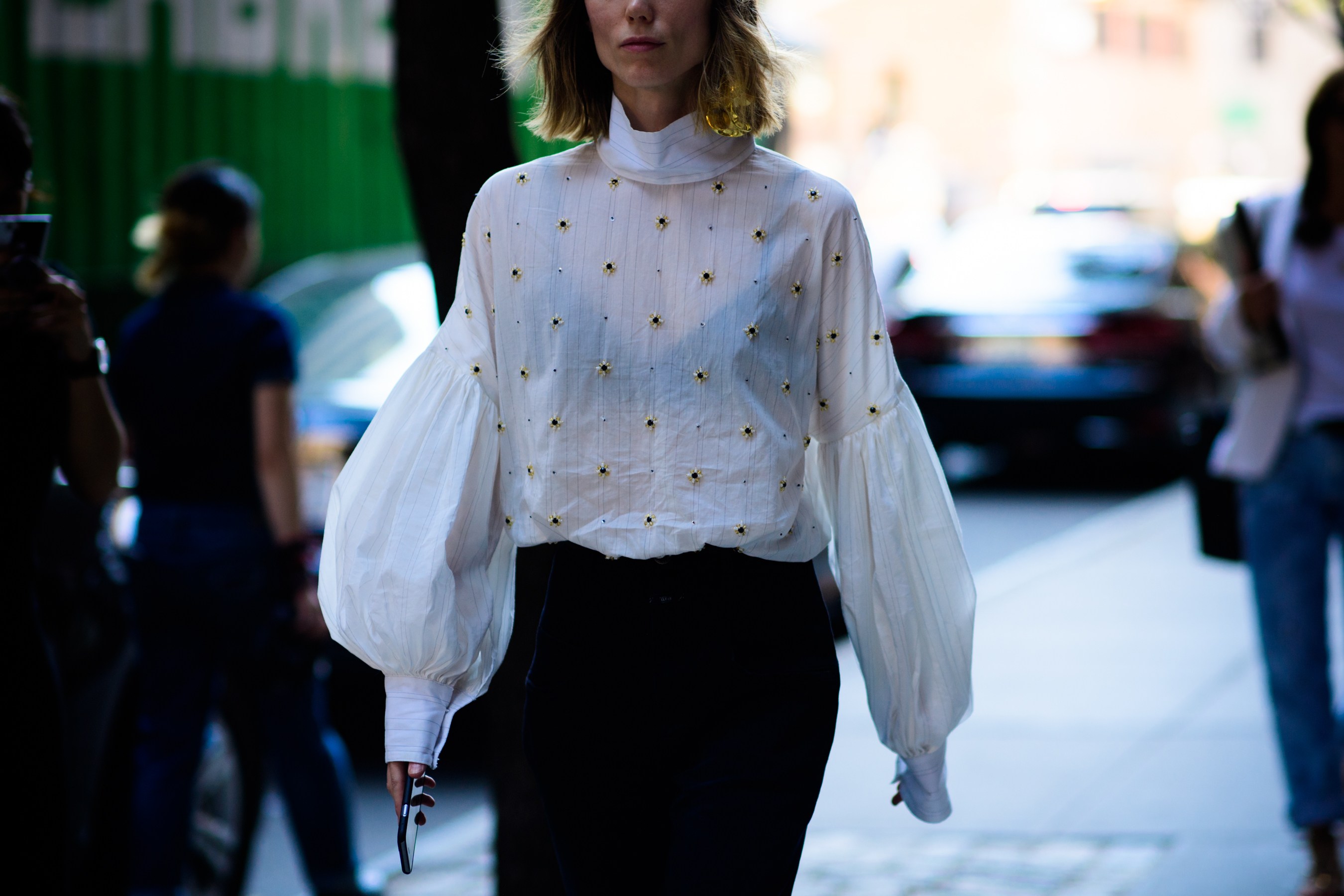 Russian stylist wearing mono earring