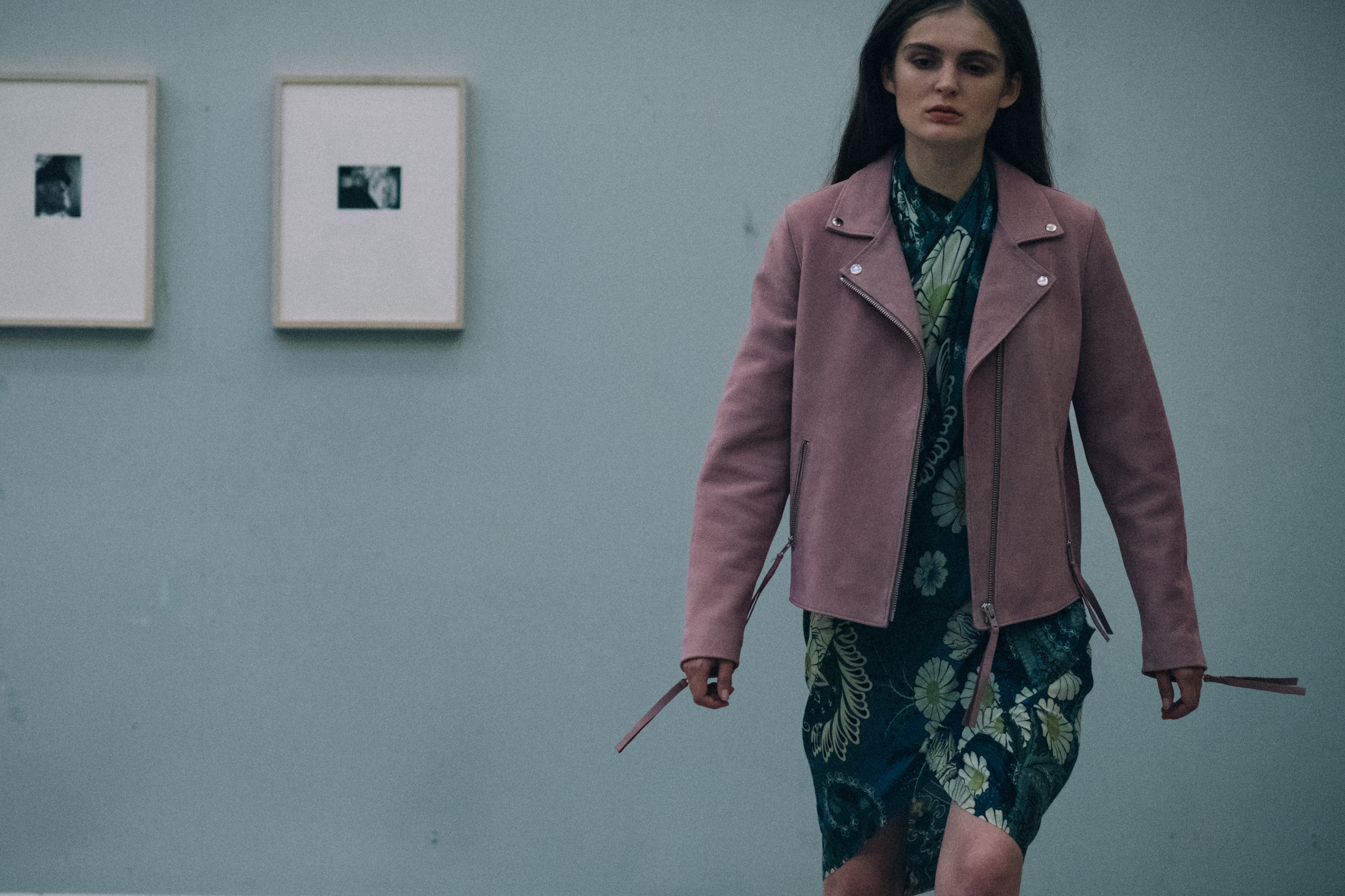 Model walking on the runway