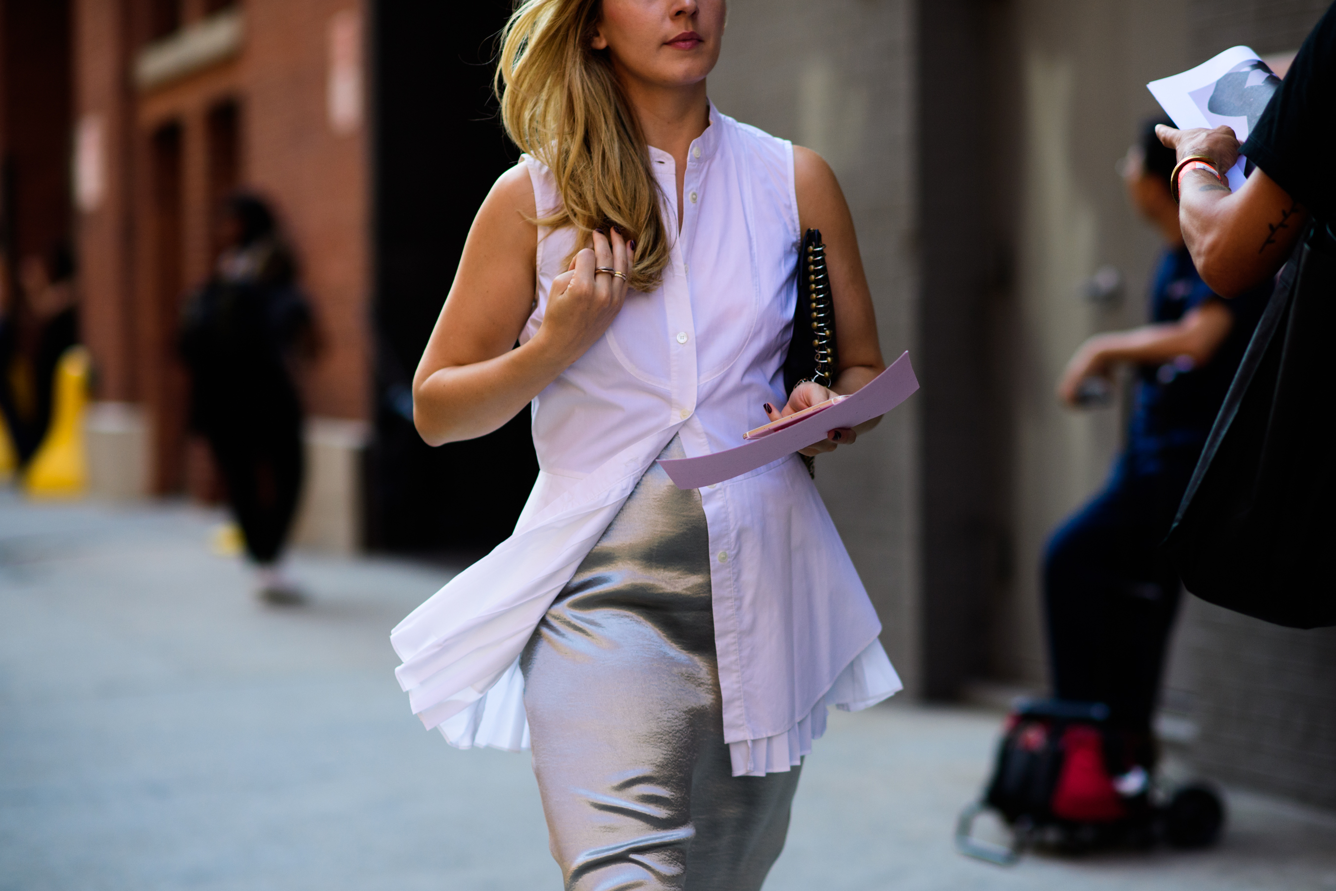 Woman wearing white shirt