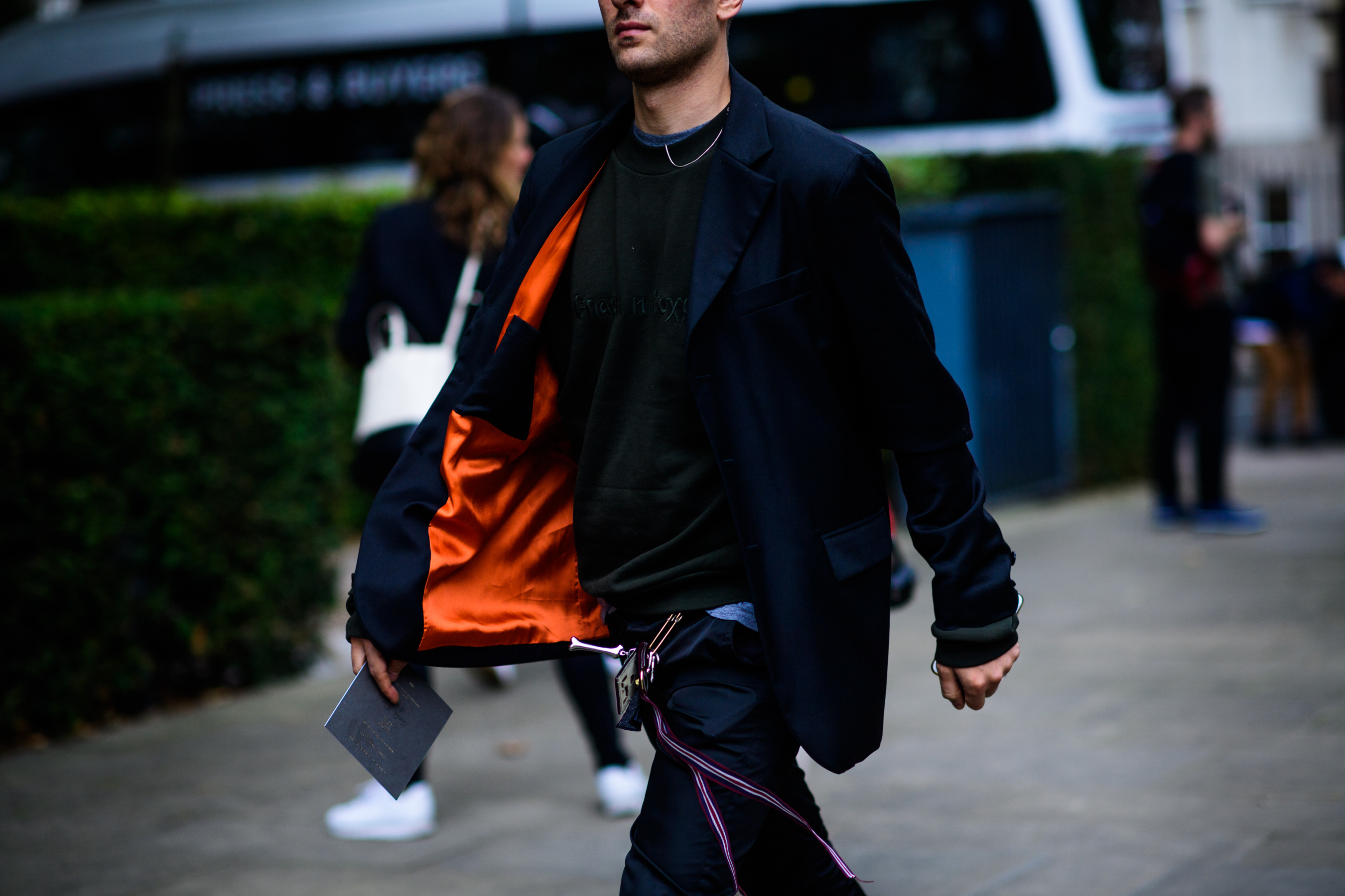 Classic black jacket and orange inside