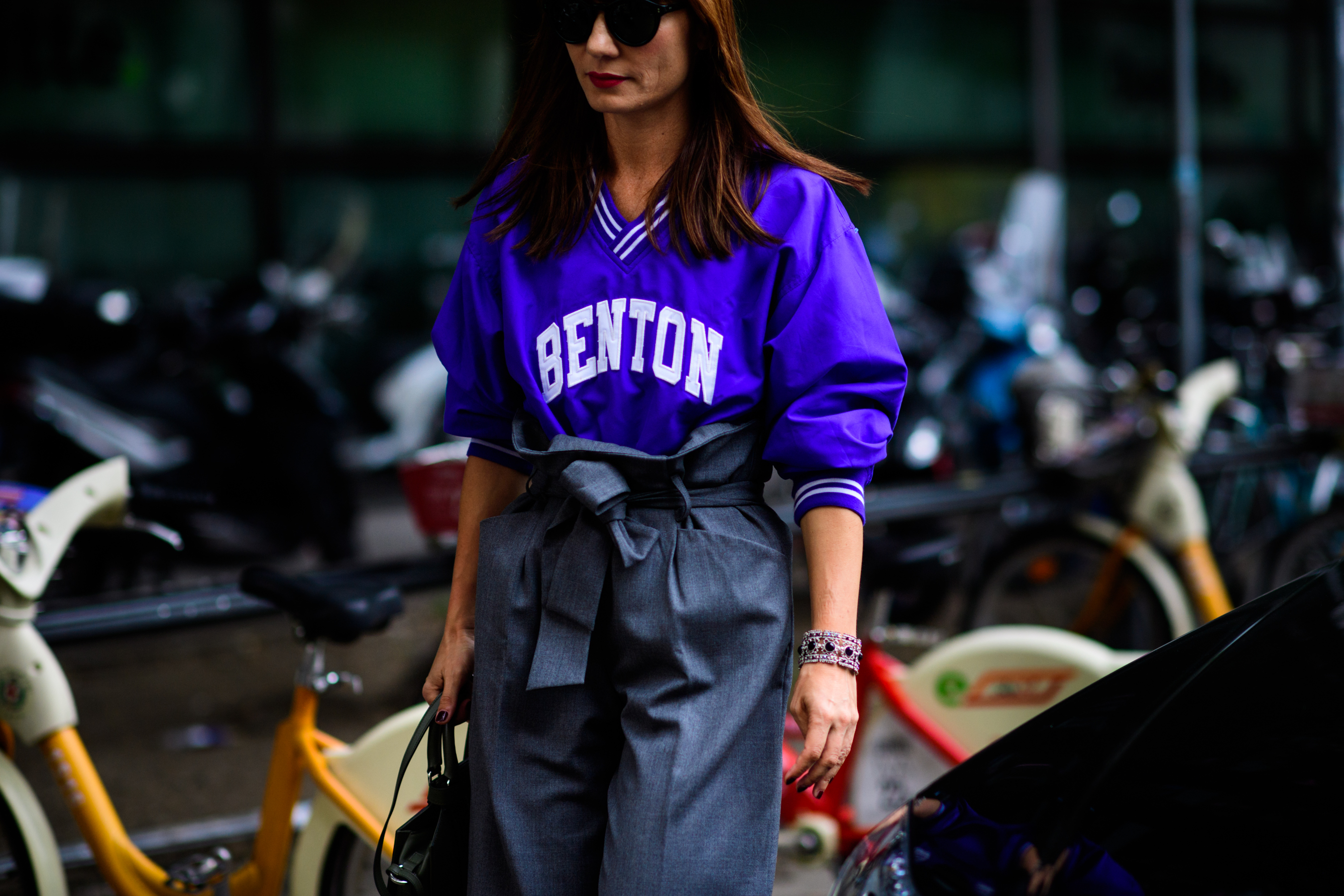 Woman wearing sport jersey