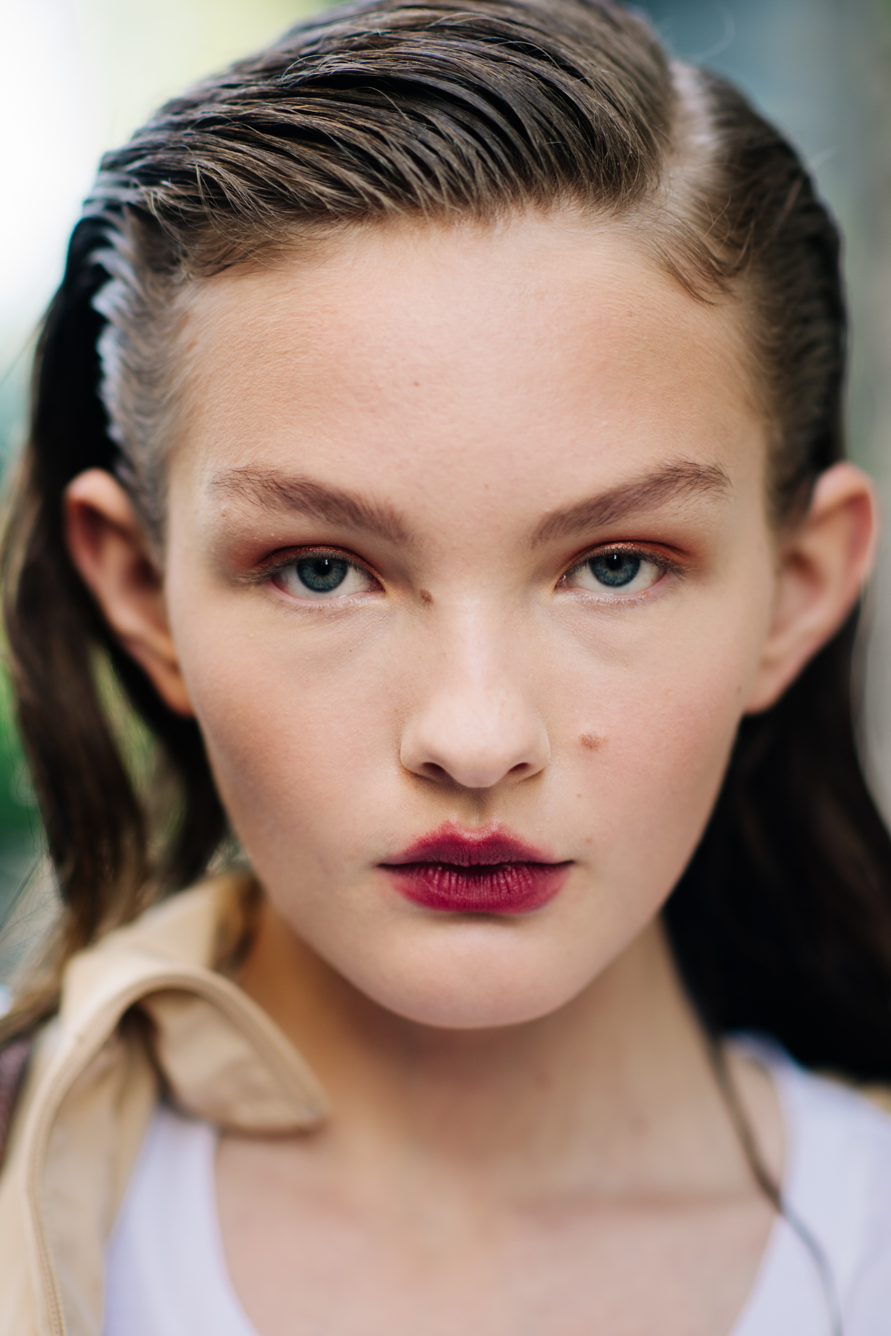 Portrait of model with red lipstick