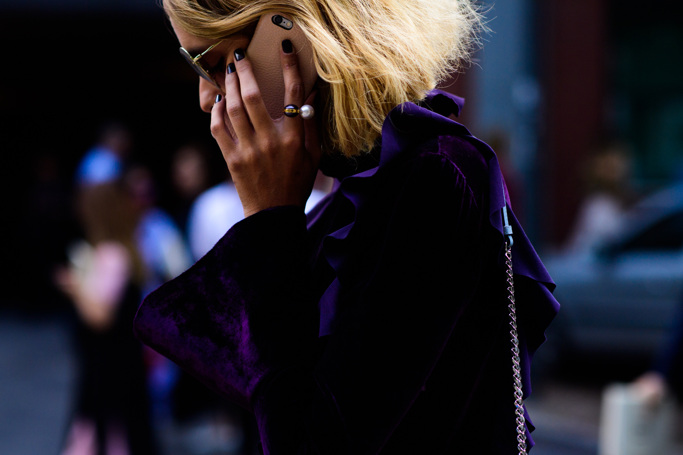 Argentinian woman wearing purple dress