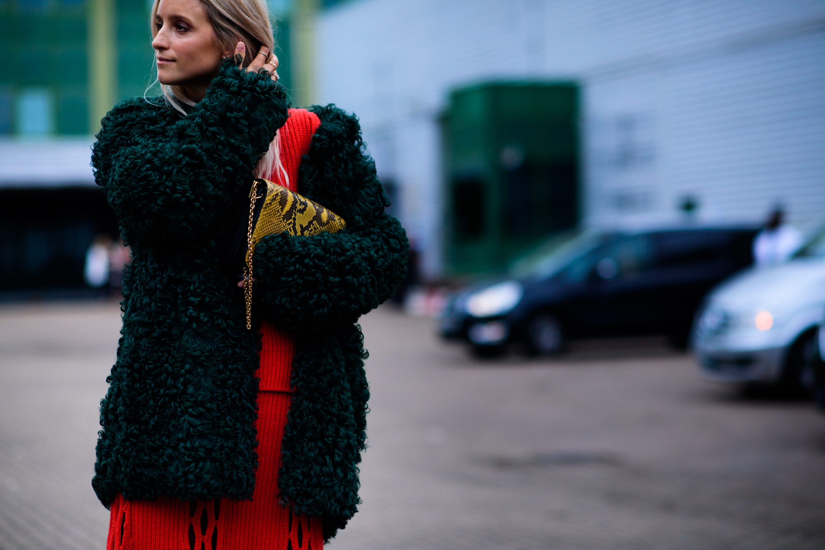 Dutch blogger wearing green coat