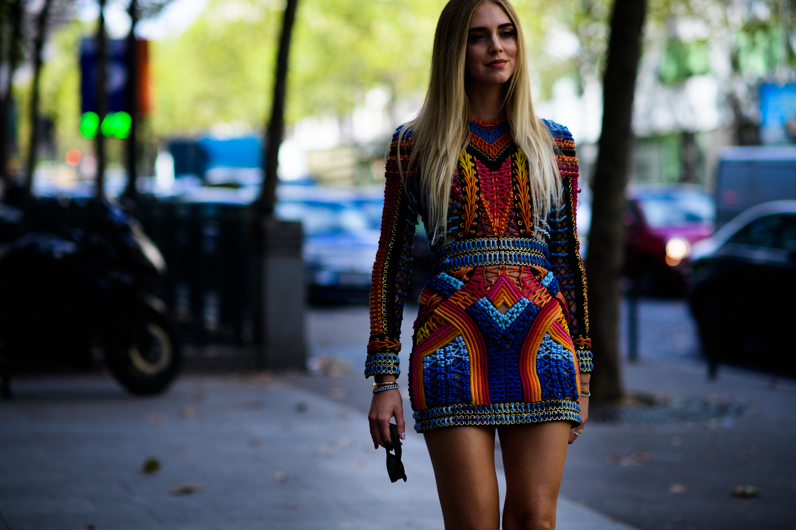Blonde Salad blogger wearing Balmain dress