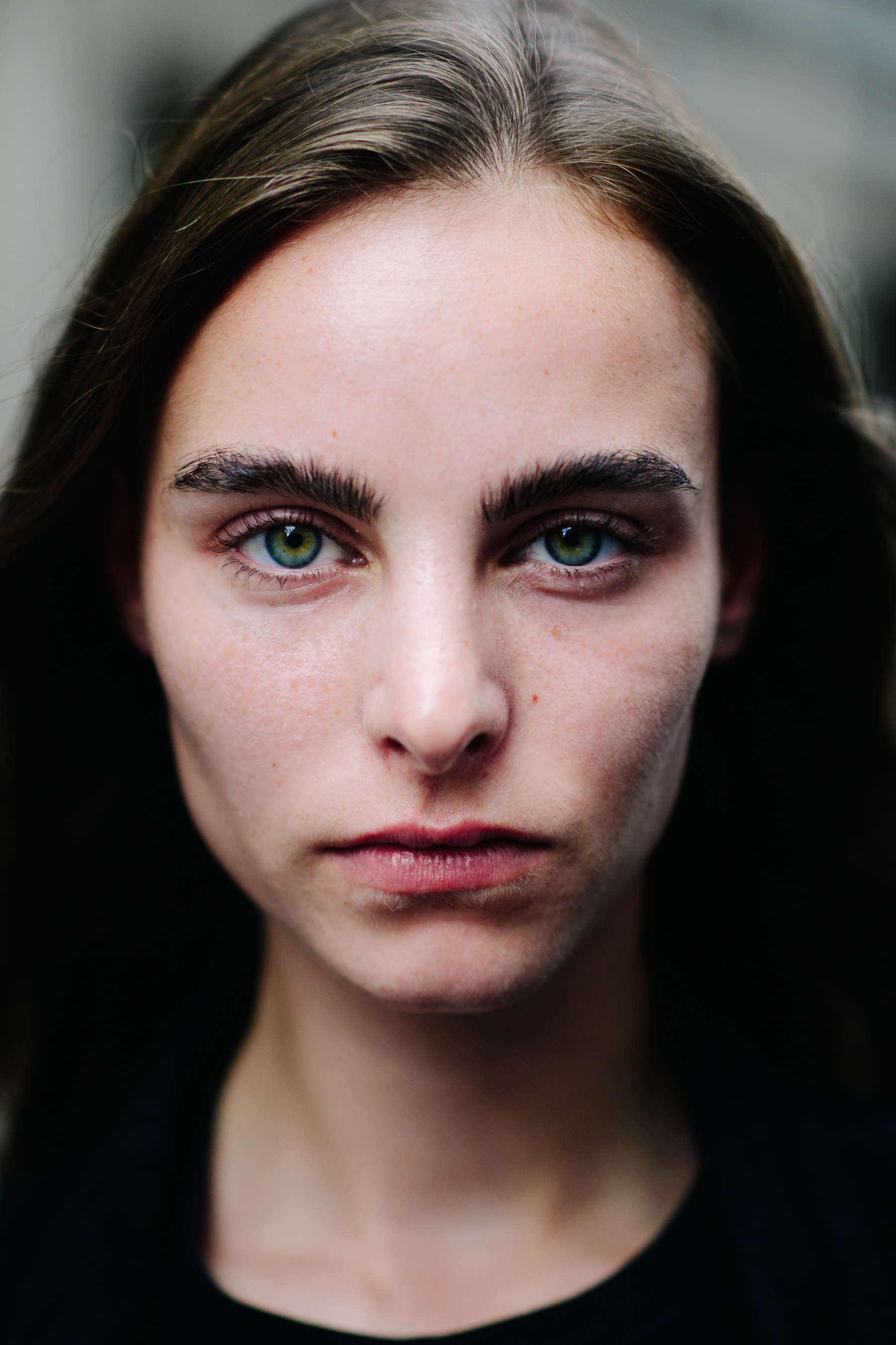 Portrait of a model with thick brows