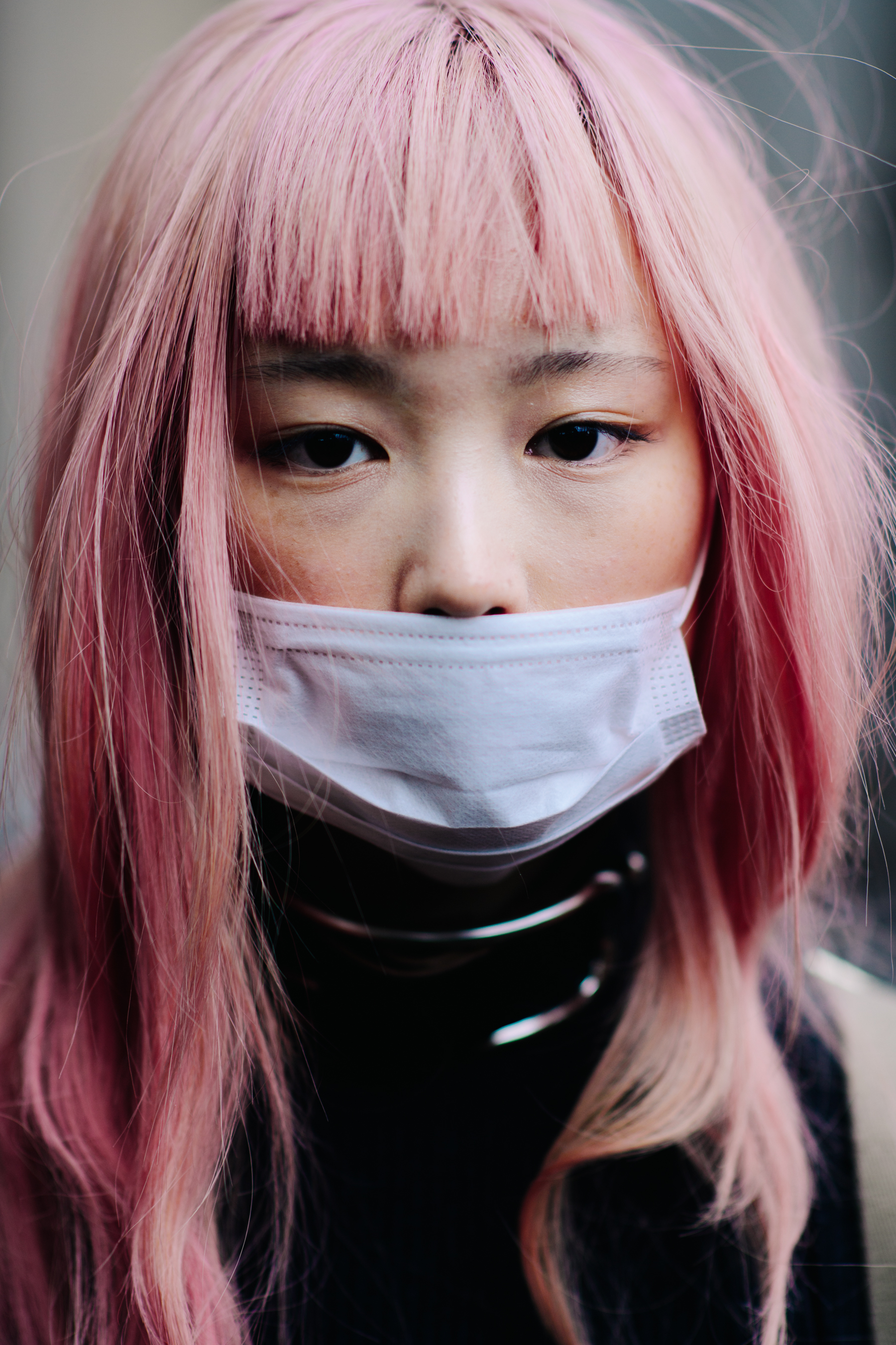 Portrait of a model with pink hair