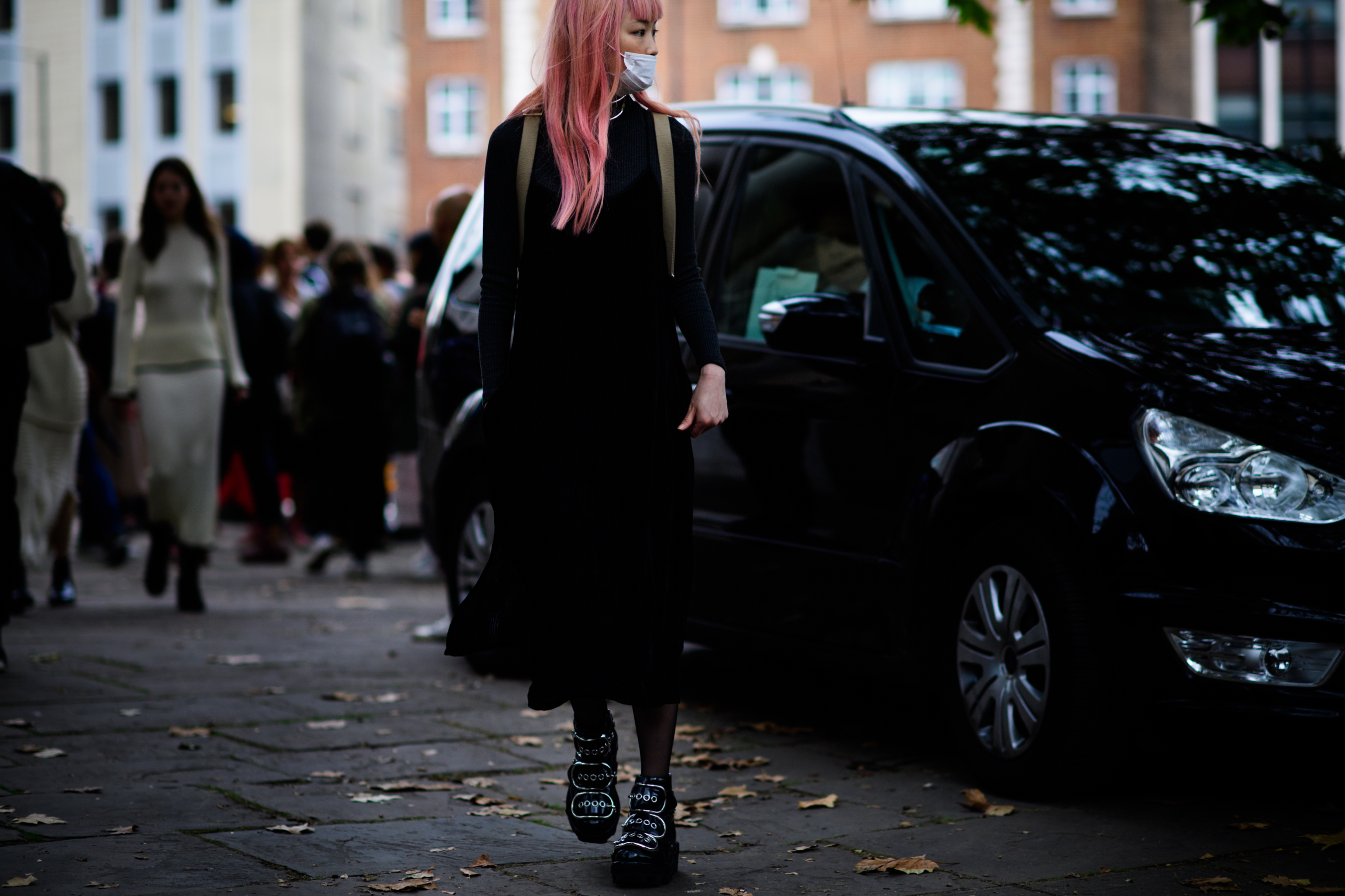 Asian model with pink long hair