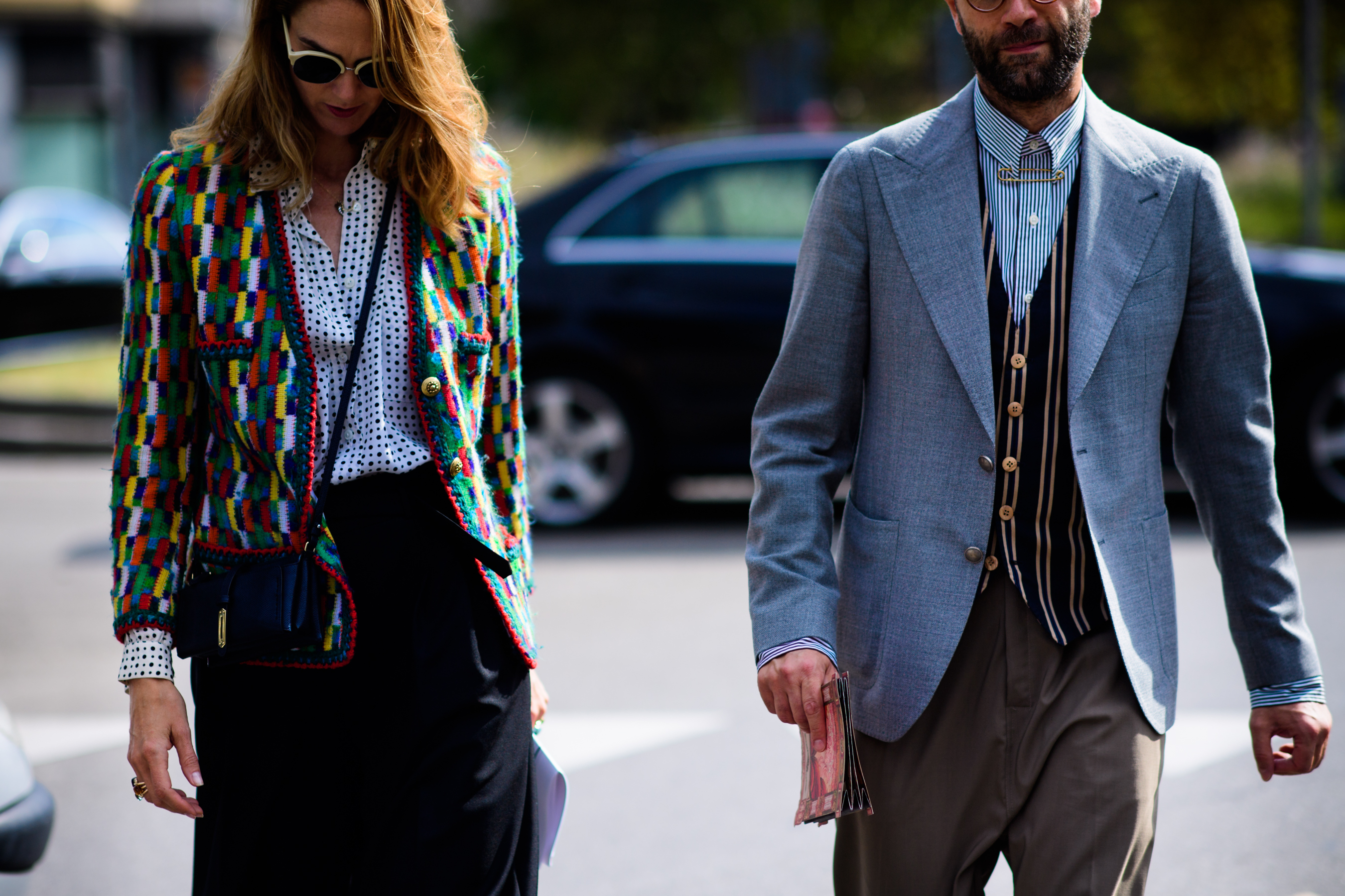 Woman and man before Gucci show