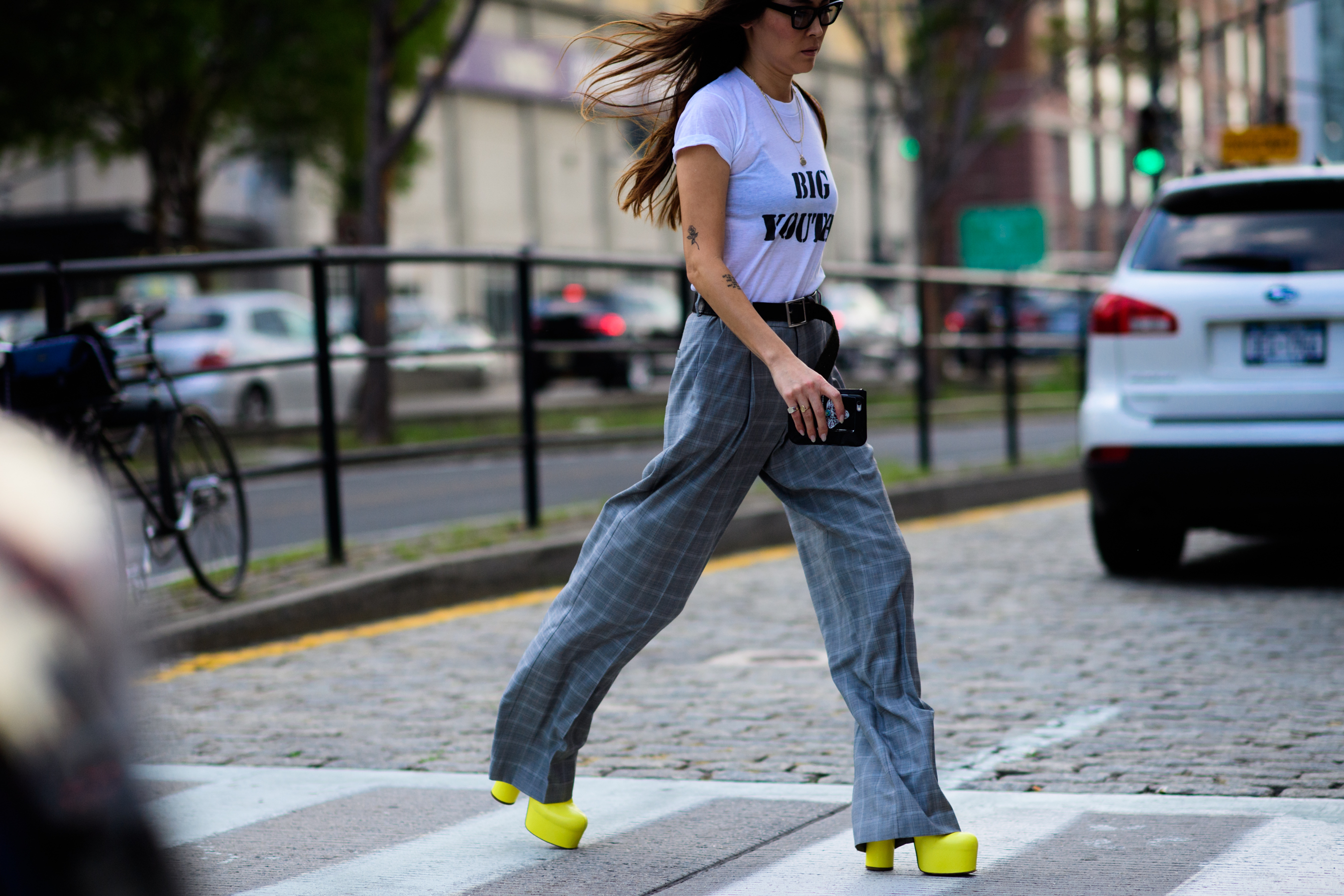 Woman wearing Vetements boots