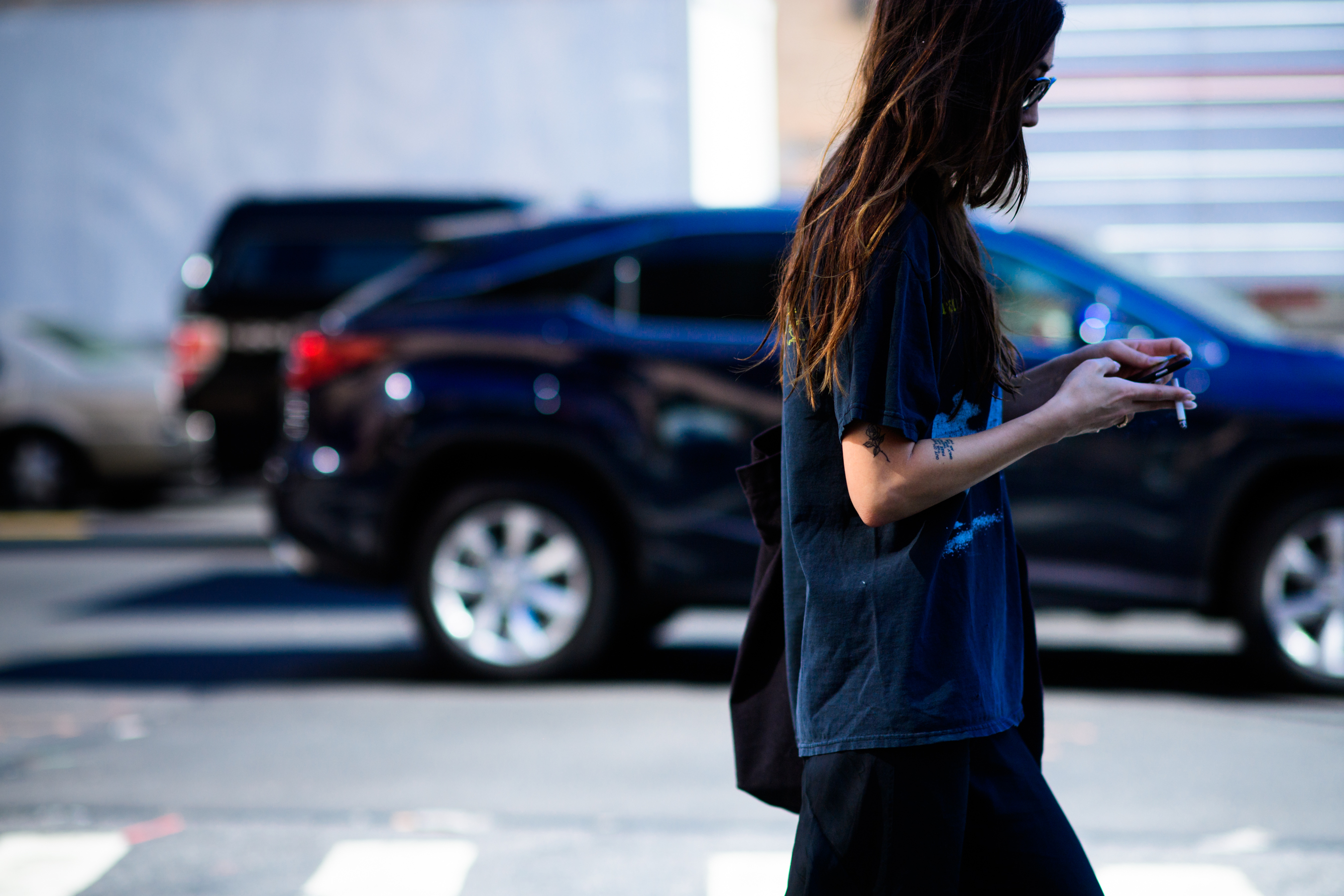 Woman wearing rock band t-shirt