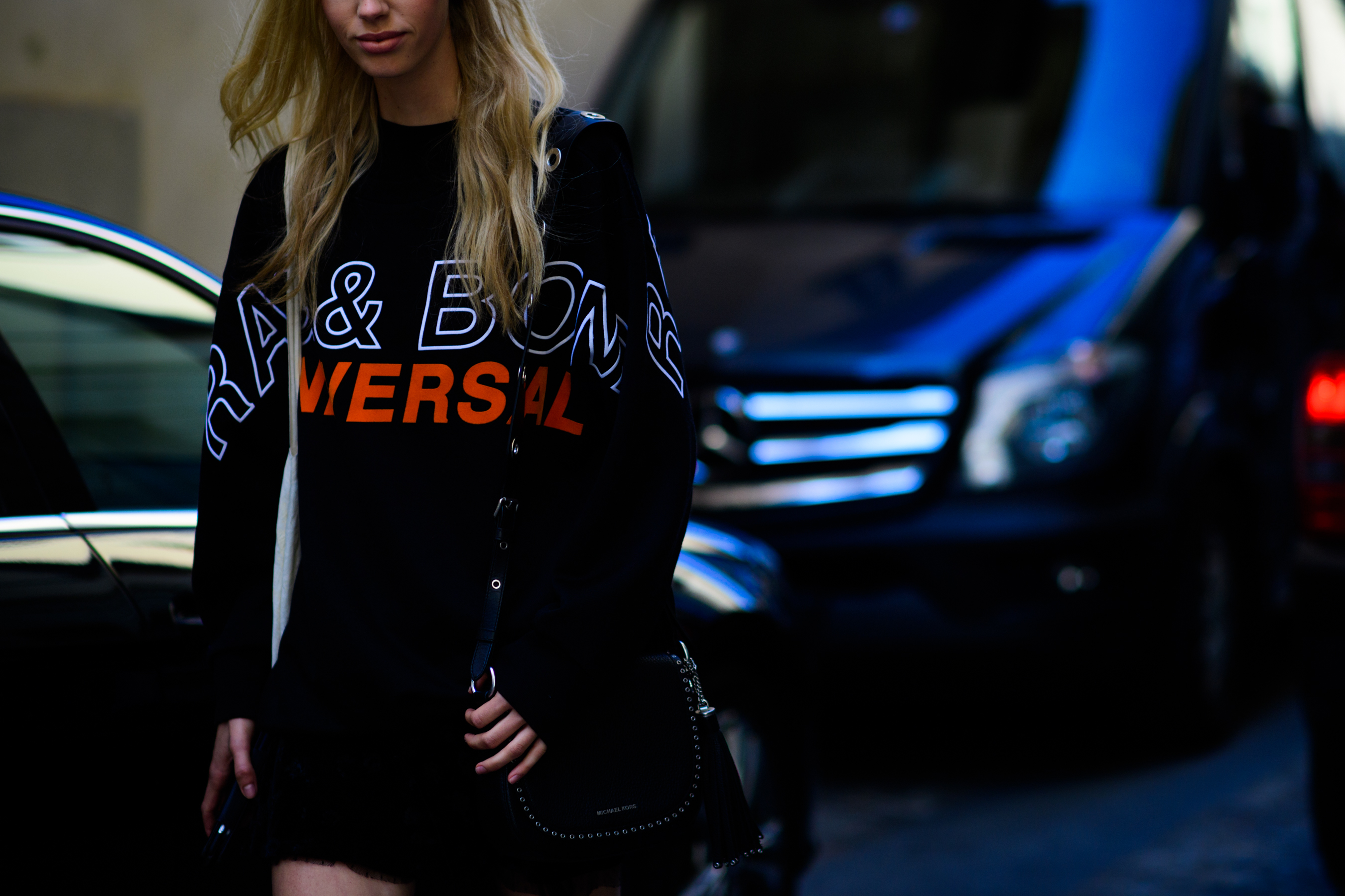 Blonde model after the show