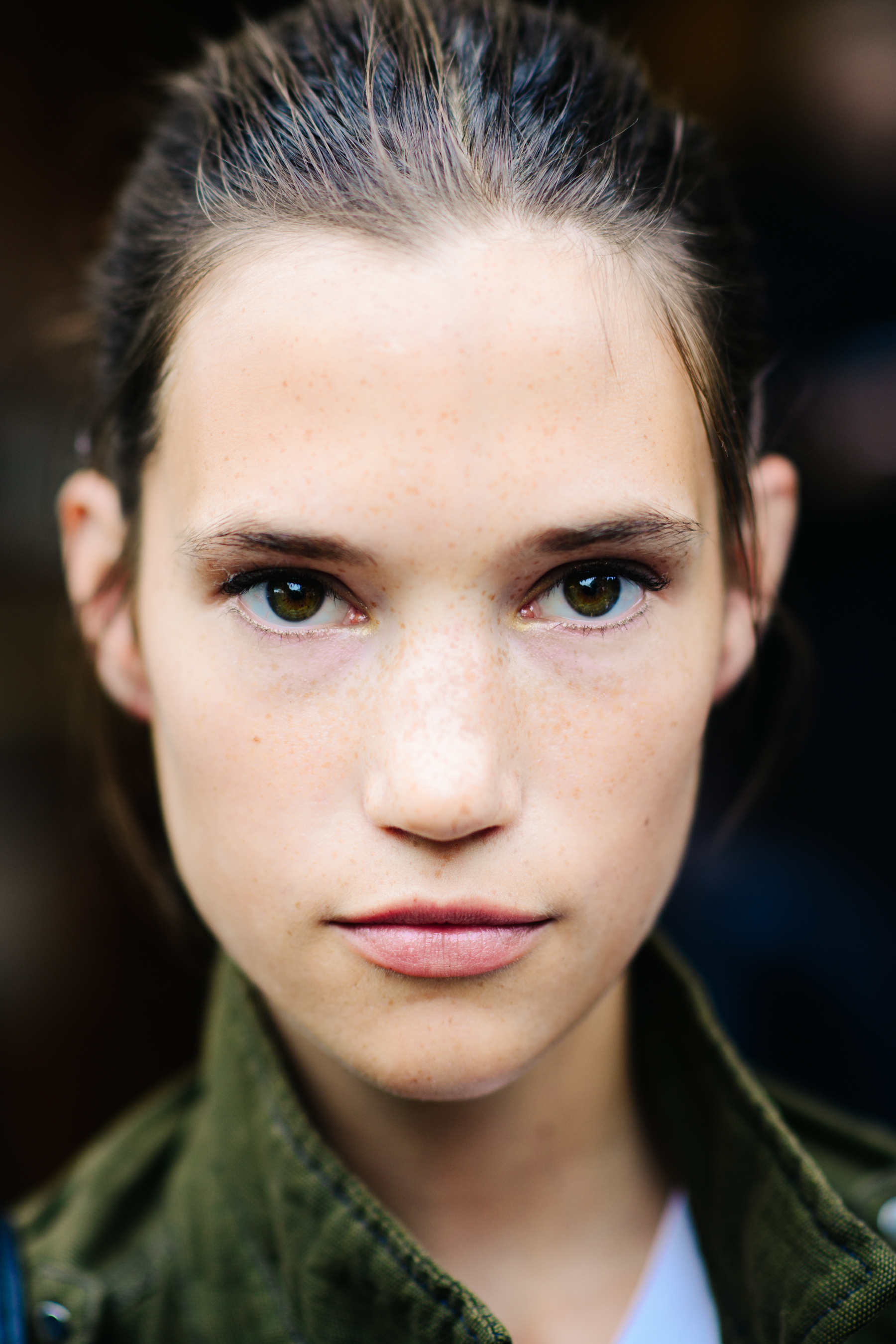 Portrait of a model wearing green