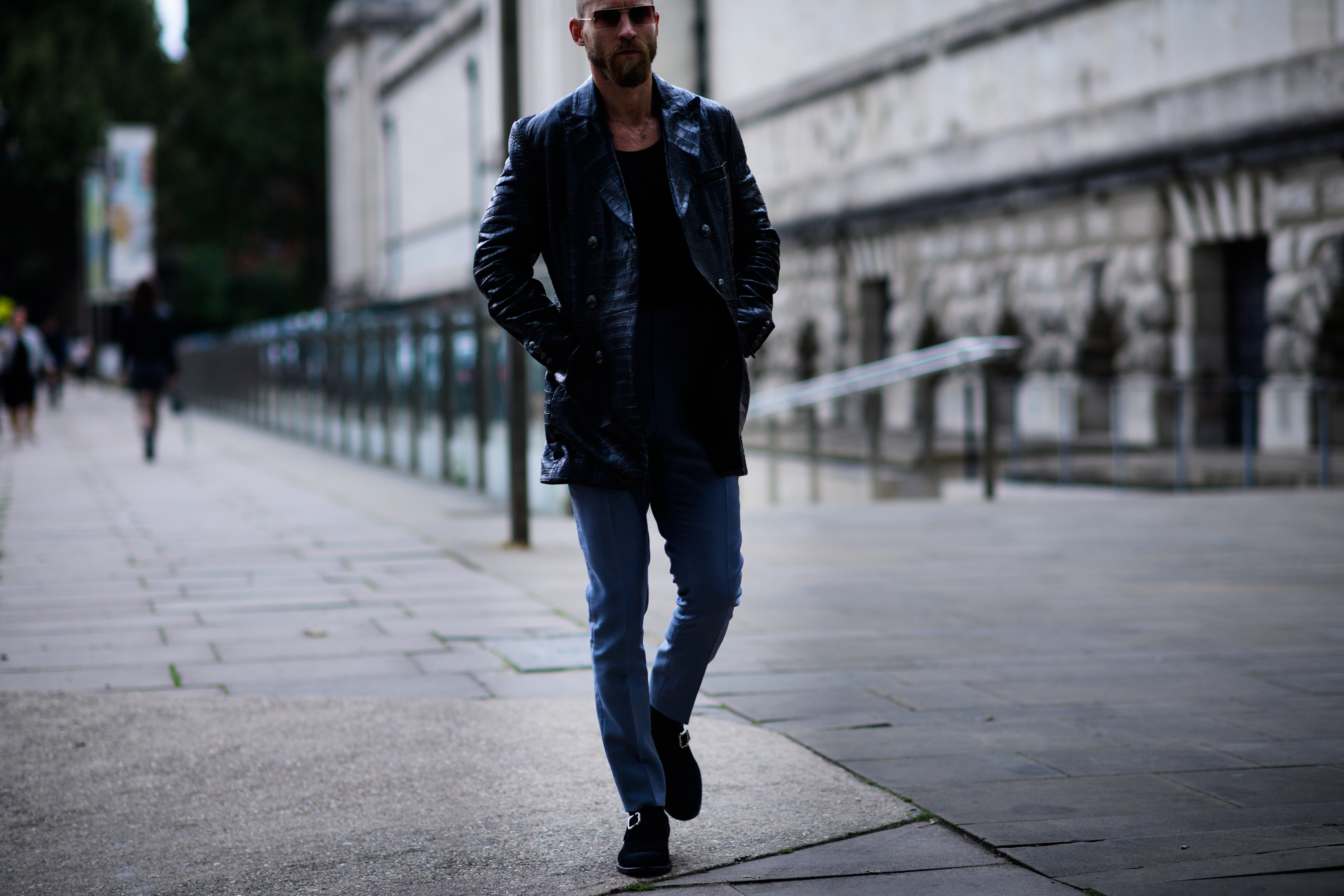 Creative director wearing lather jacket