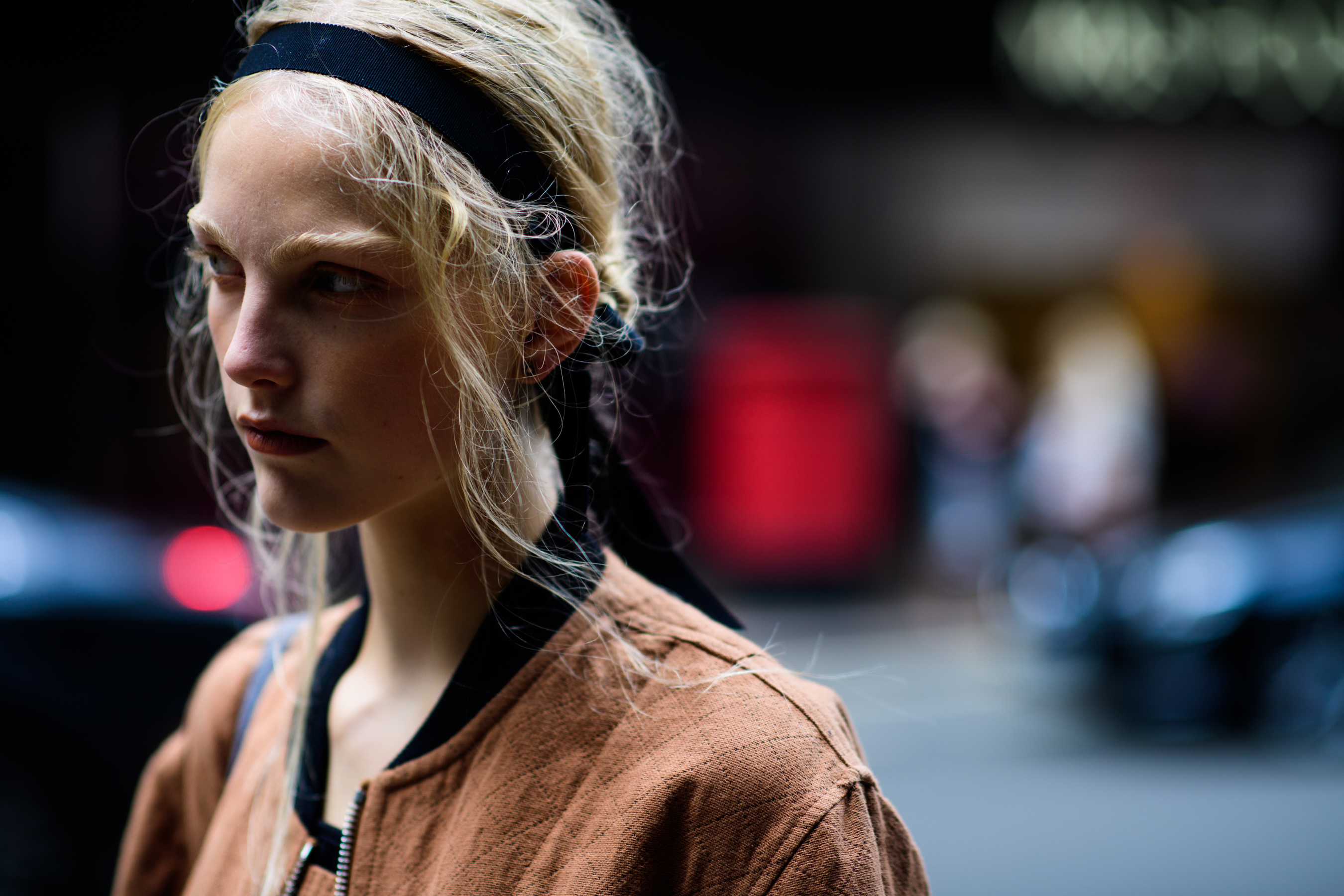 Model with collected hair