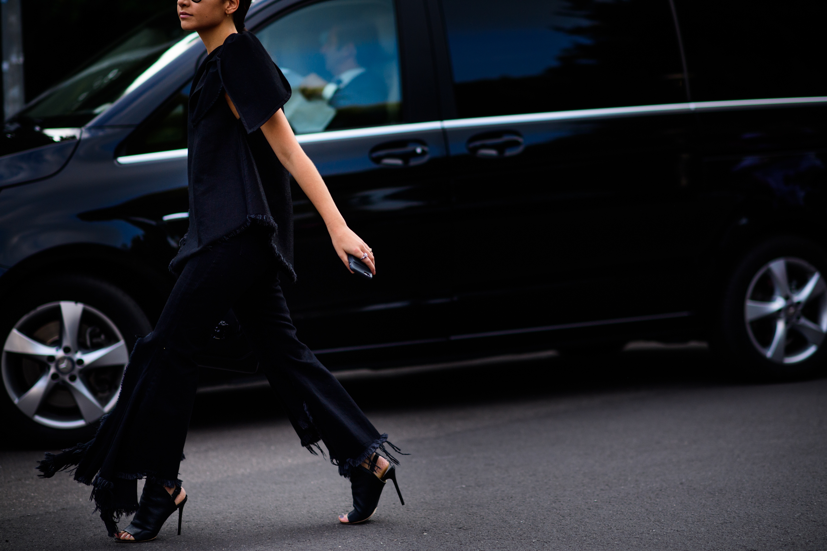 Woman wearing all black outfit