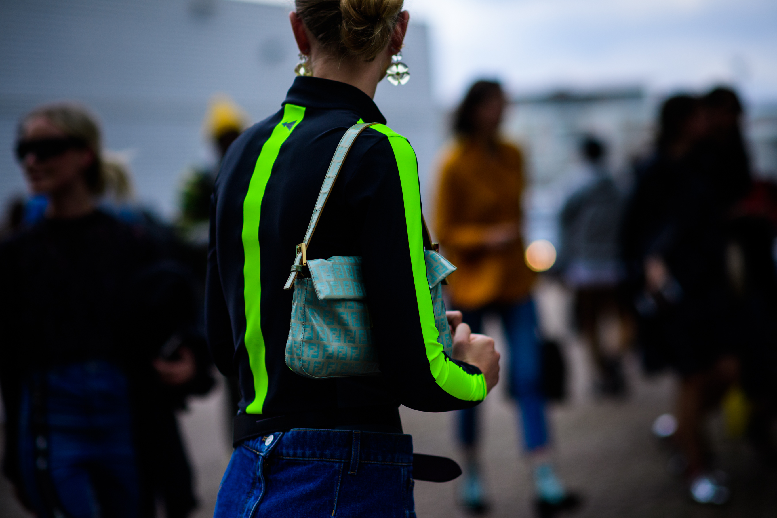 Woman wearing luminiscent sport top