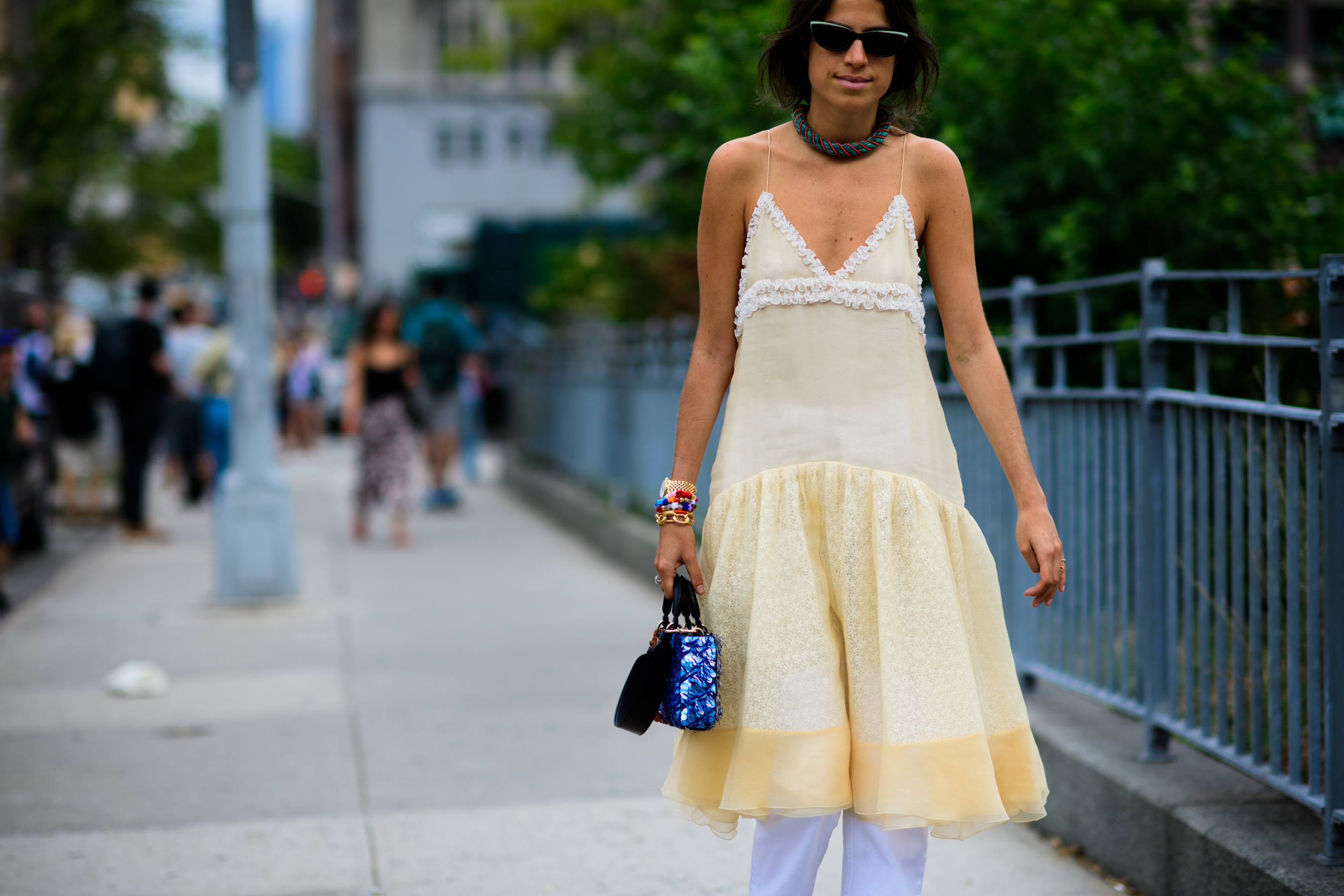 Blogger wearing yellow dress