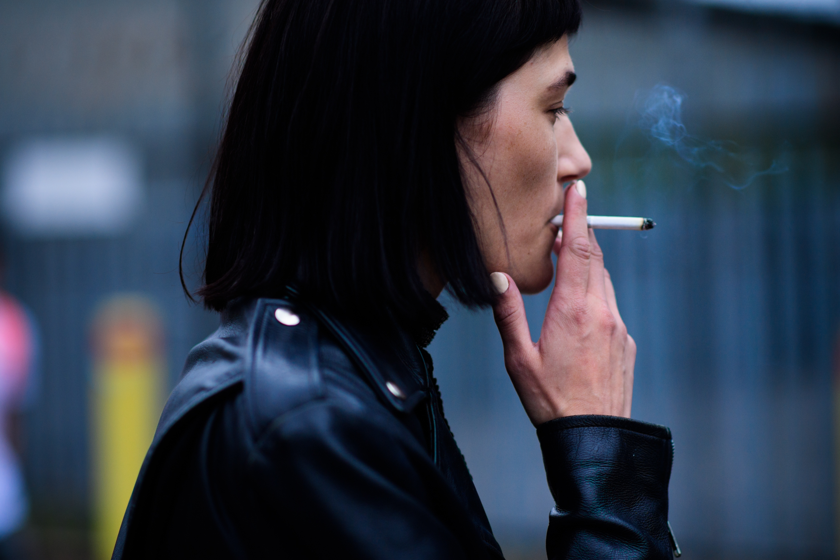 Model smoking after Mulberry show