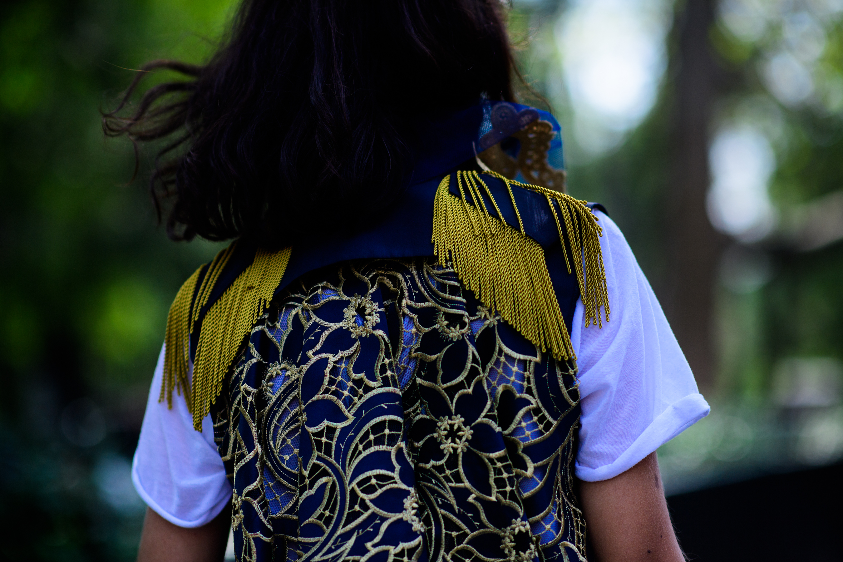 Woman wearing conceptual top