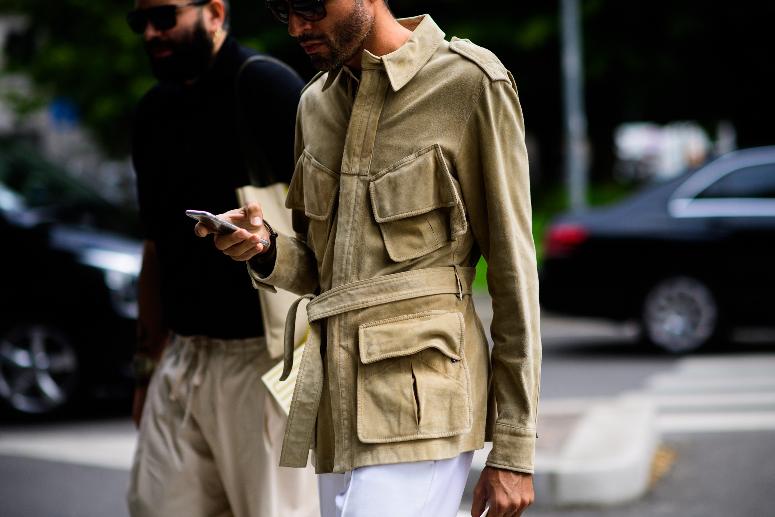 Italian magazine editor wearing beige