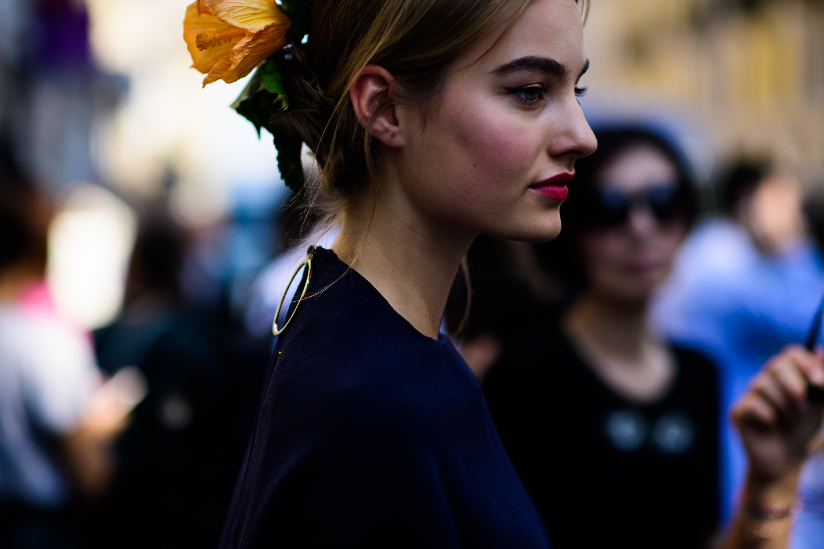Dutch model with flowers in her hair
