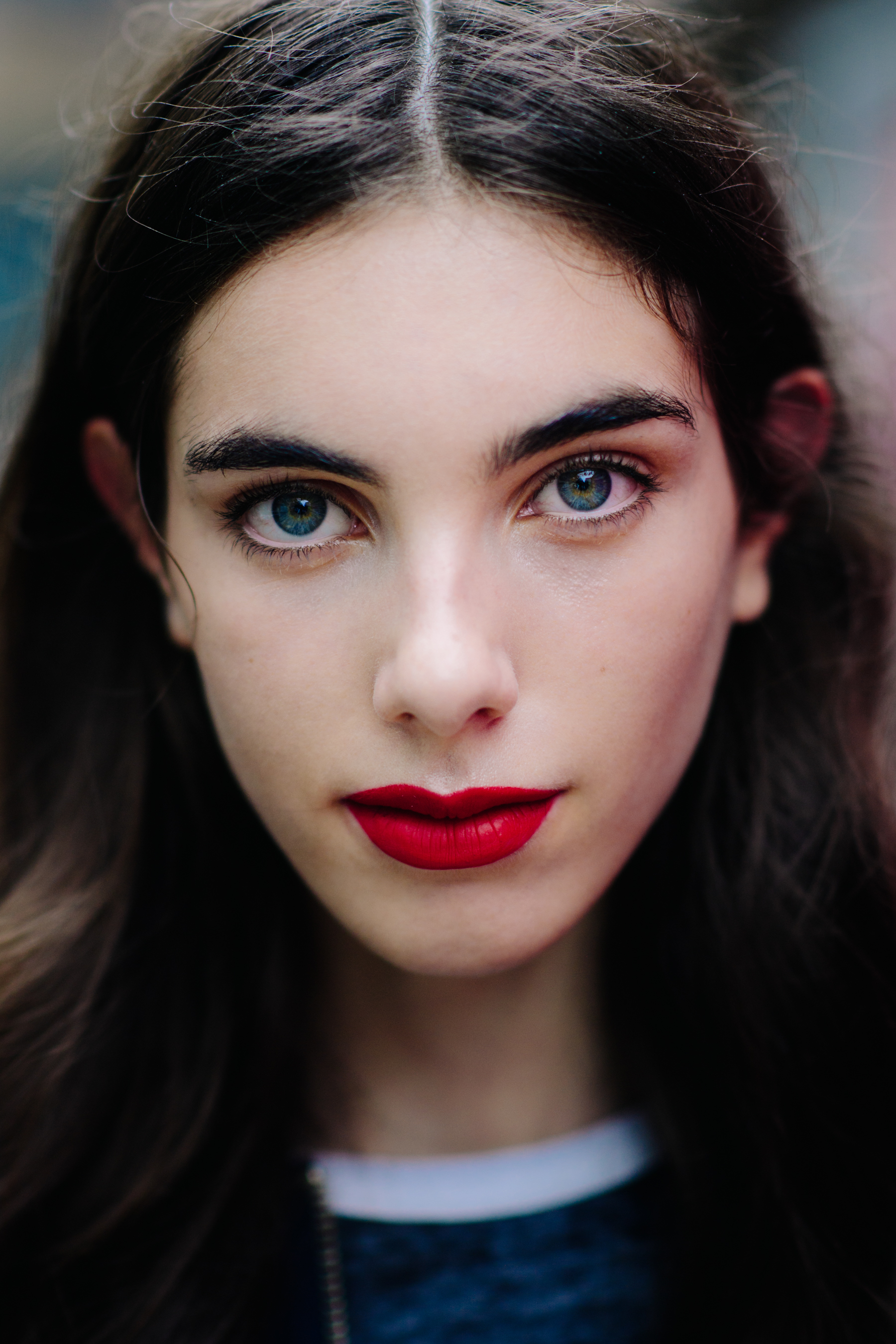 Portrait of a model with red lips