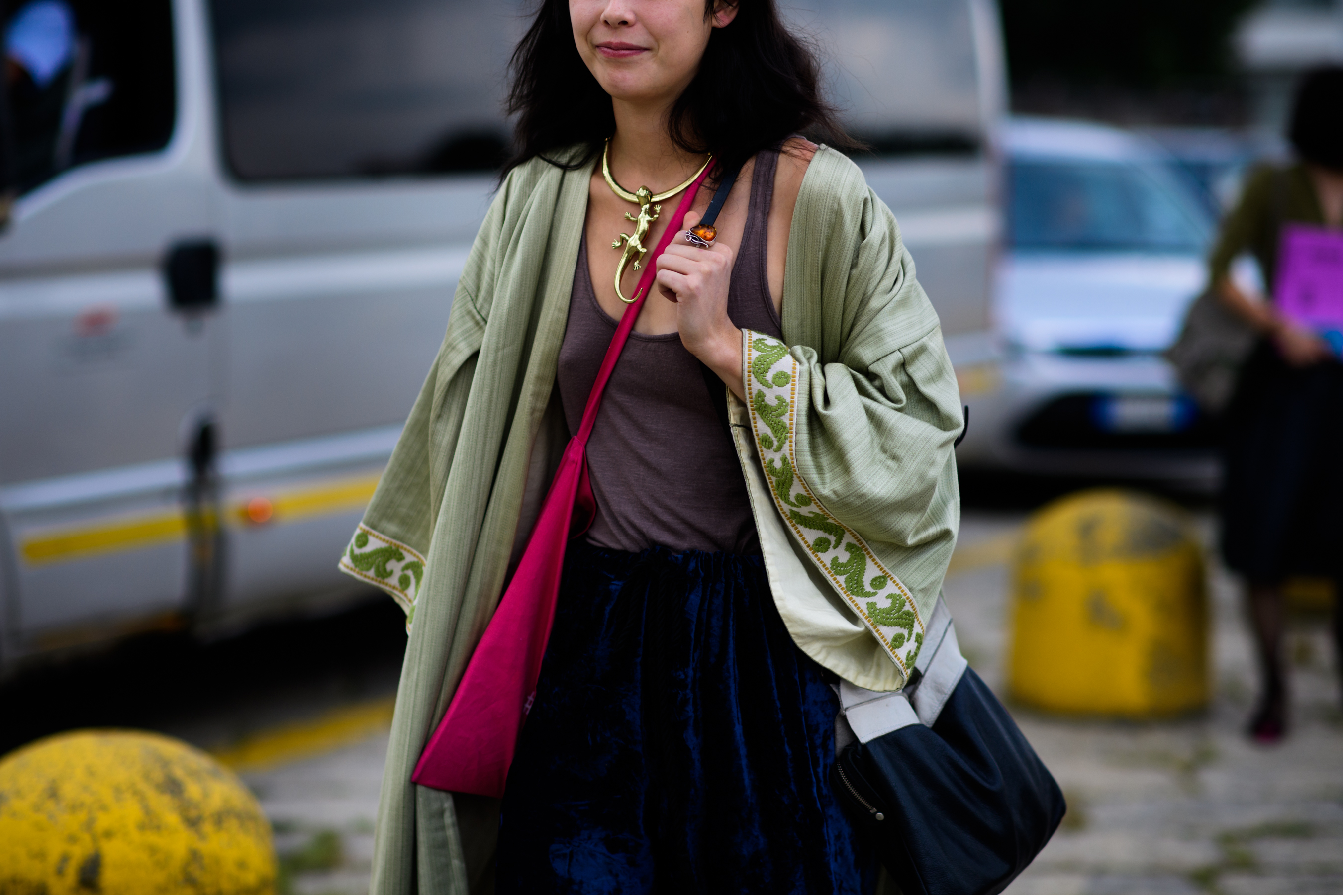Model wearing kimono after Gucci