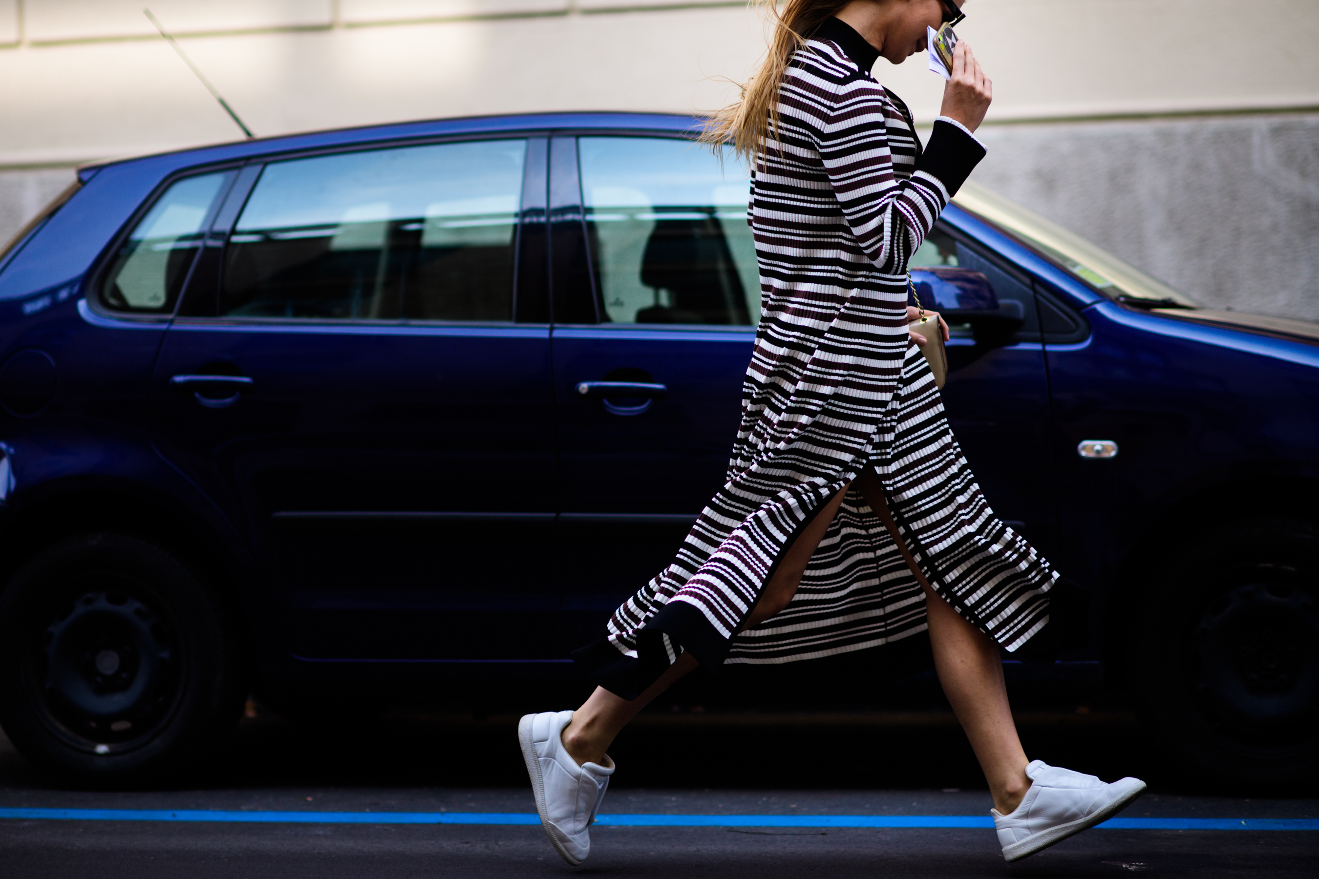 Russian stylist wearing knit dress