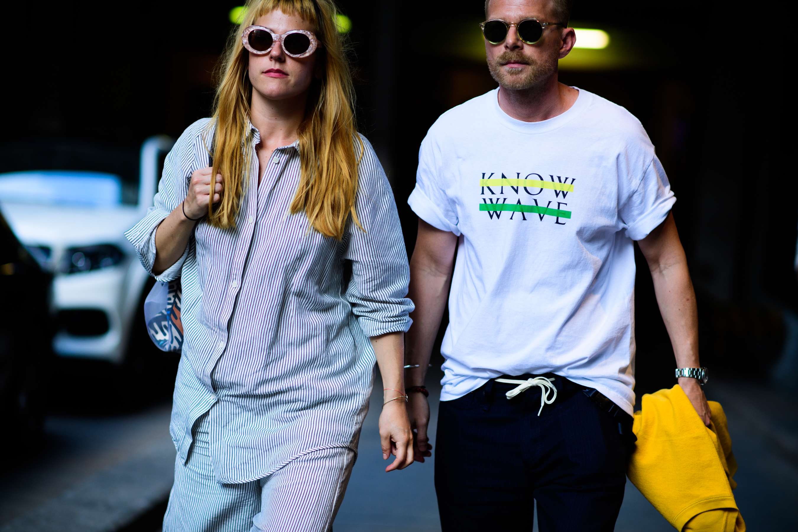 Woman and man wearing glasses