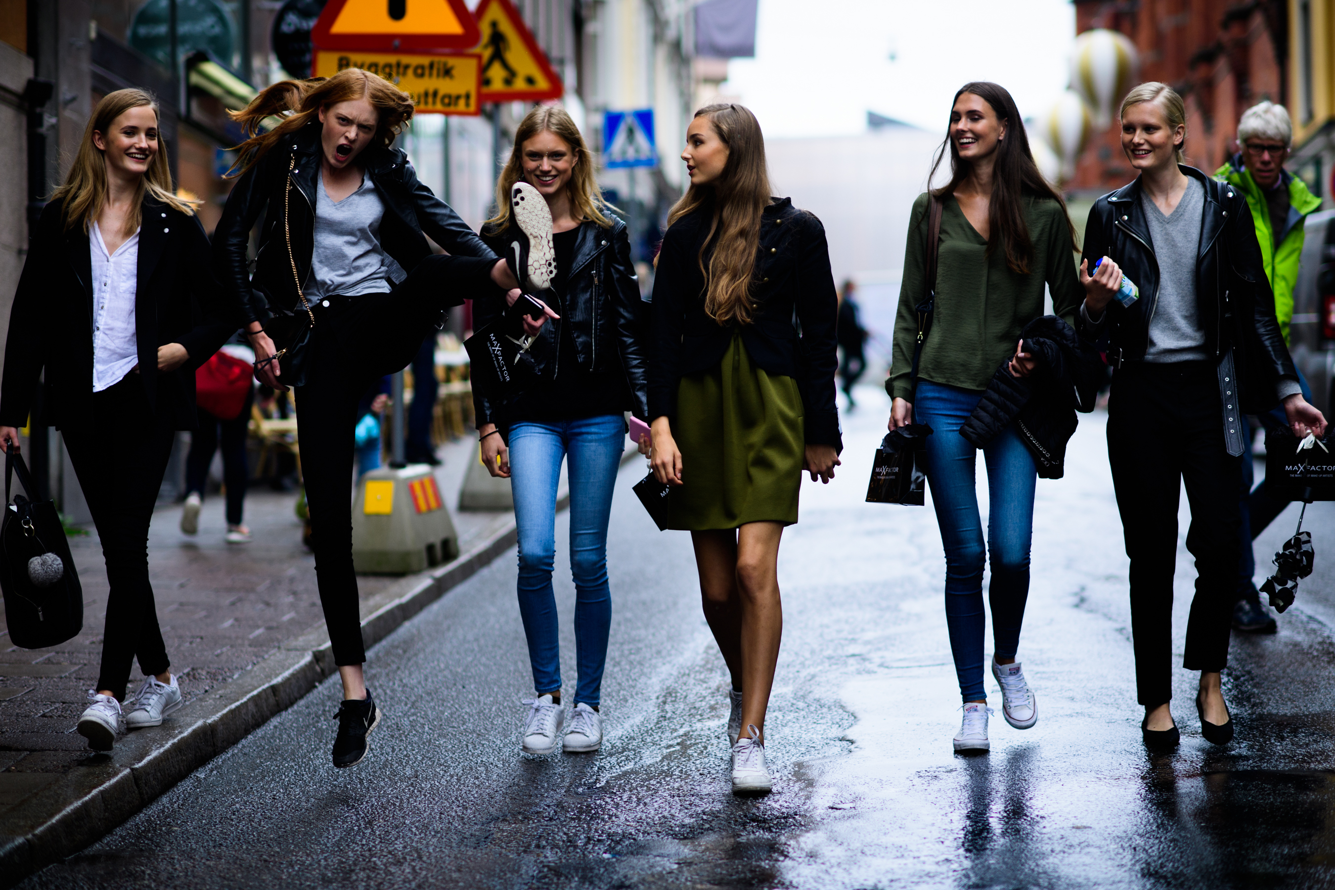 Group of models after show
