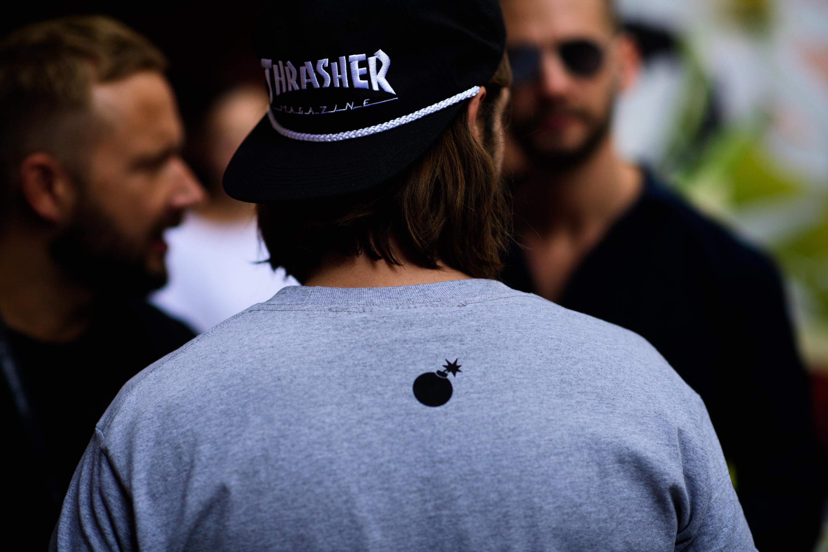 Man wearing Thrasher magazine hat