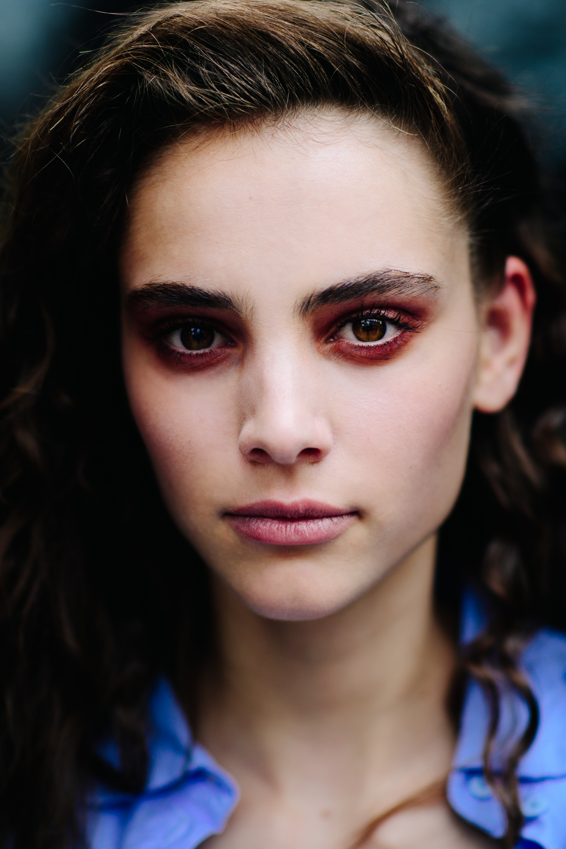 Portrait of a model with red make-up