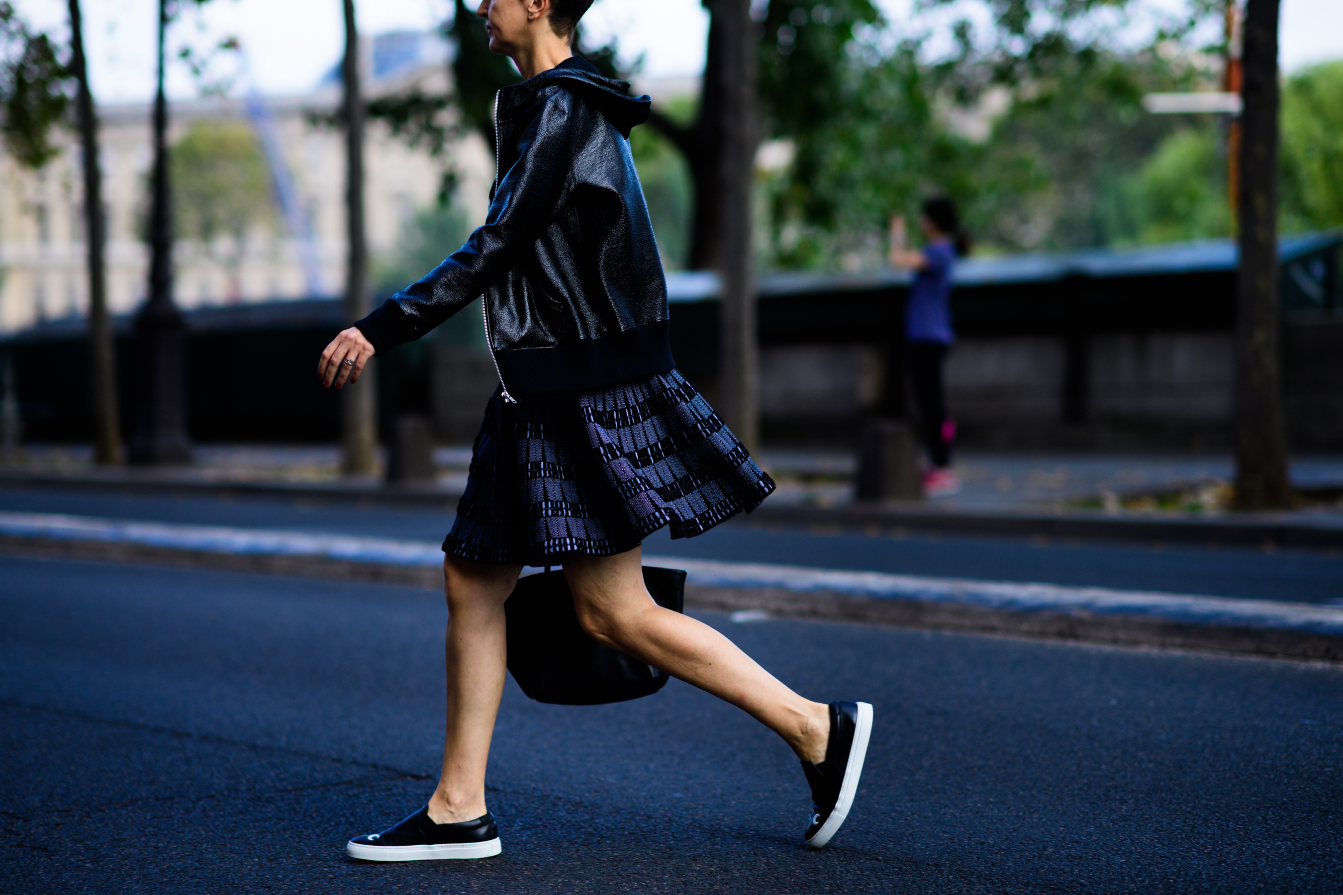 Colette buyer wearing skirt