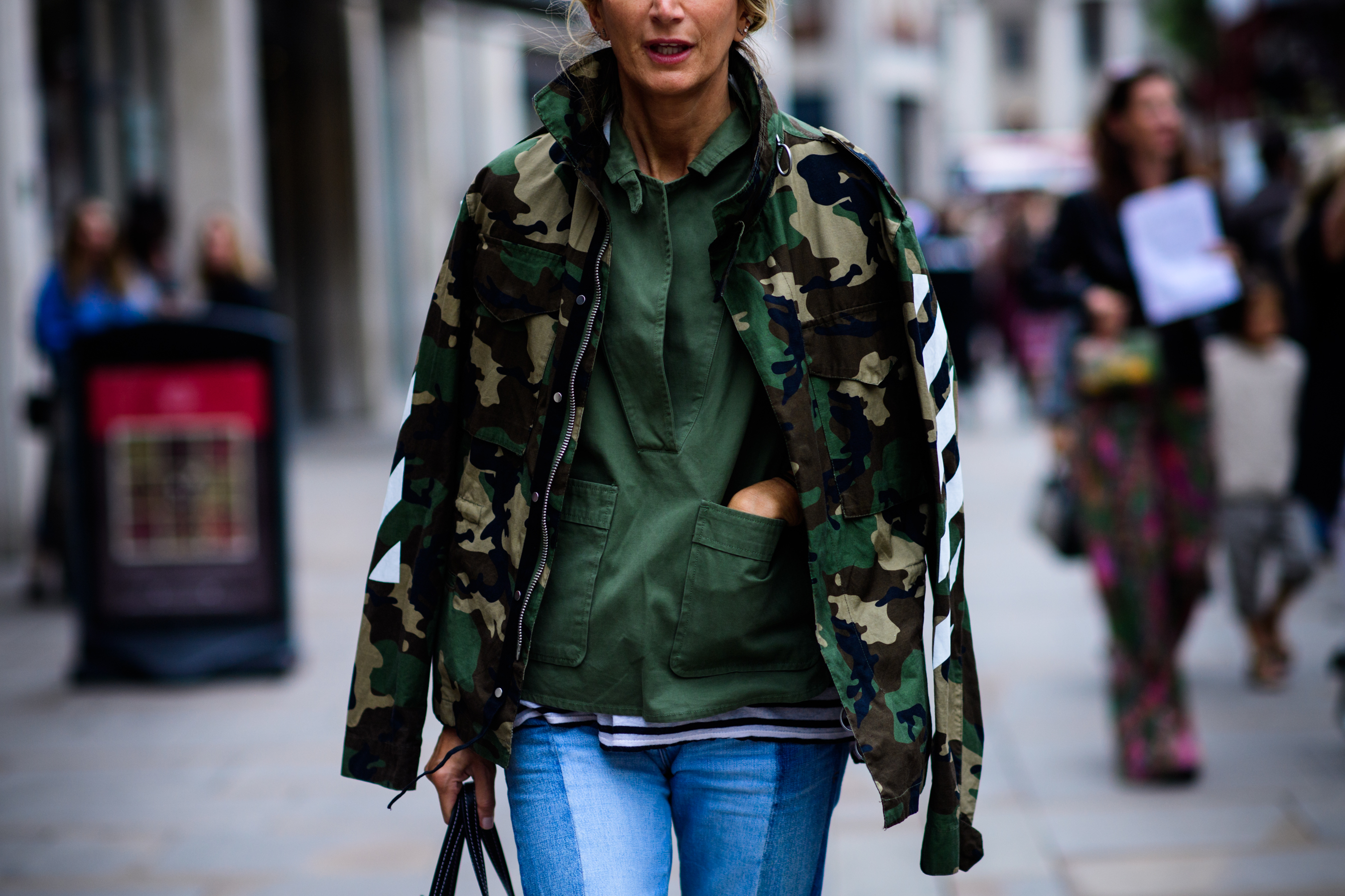 Net-a-porter buyer wearing Off-White jacket