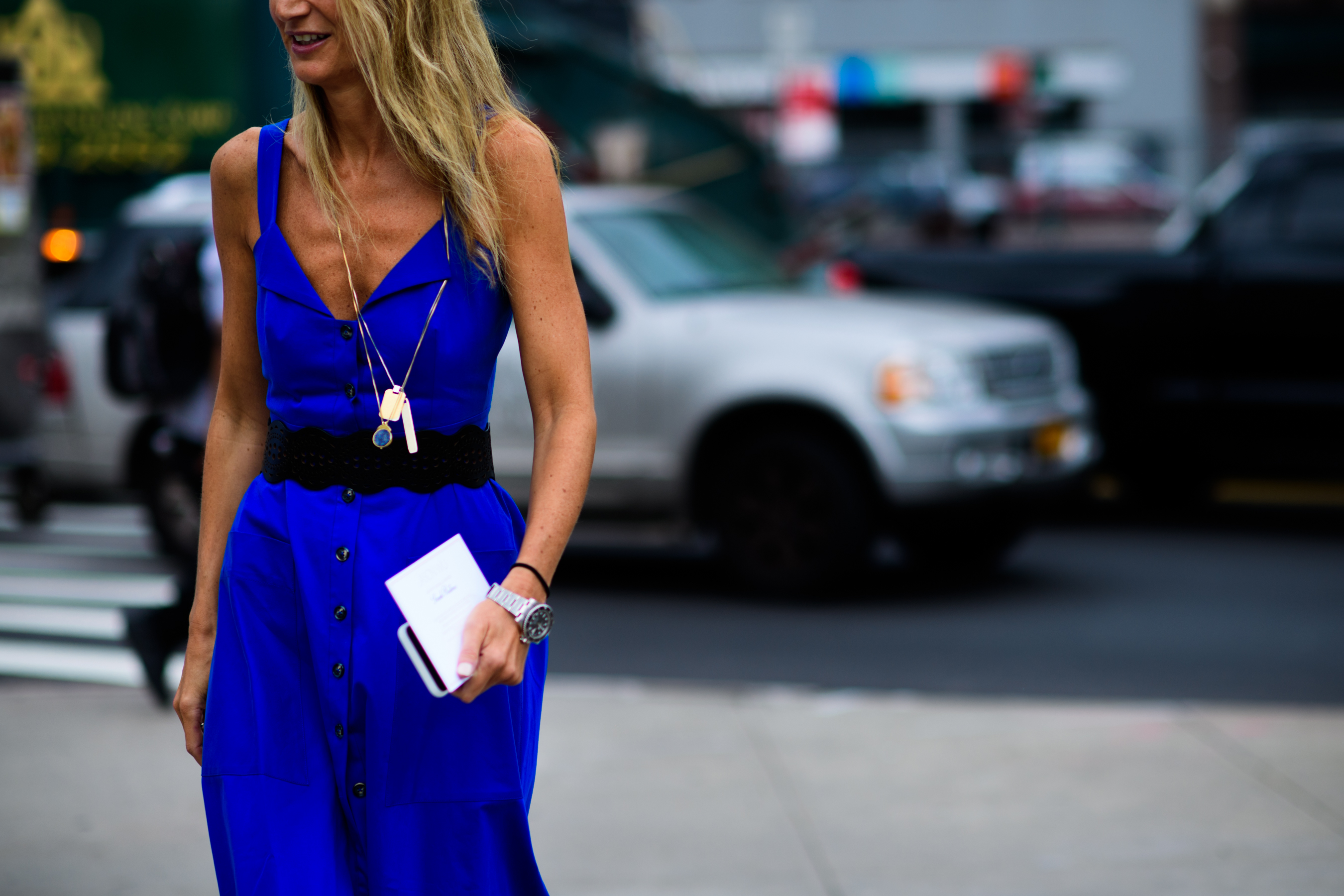 Womenswear buyer wearing all blue