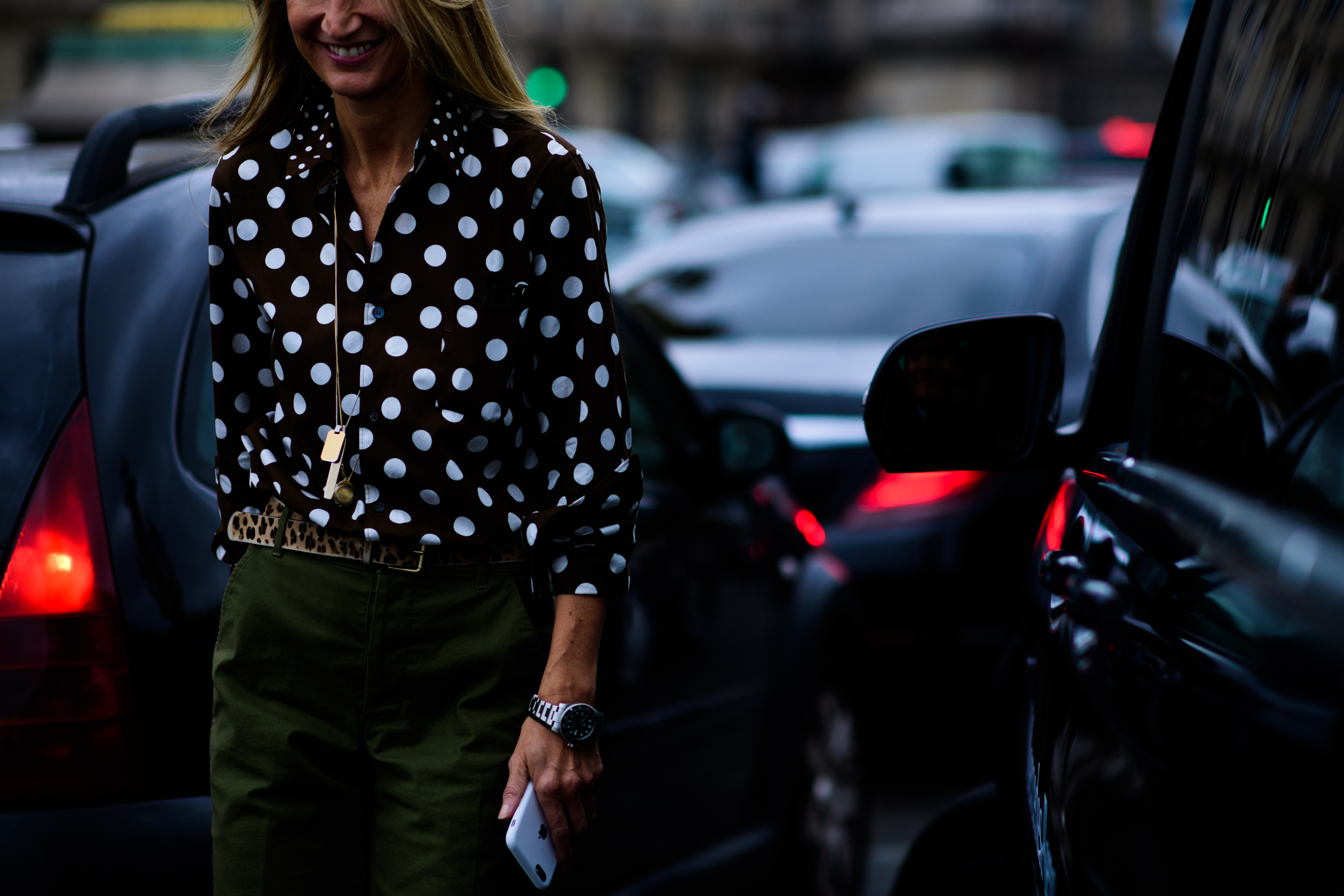 Net-a-porter buyer wearing polka dot