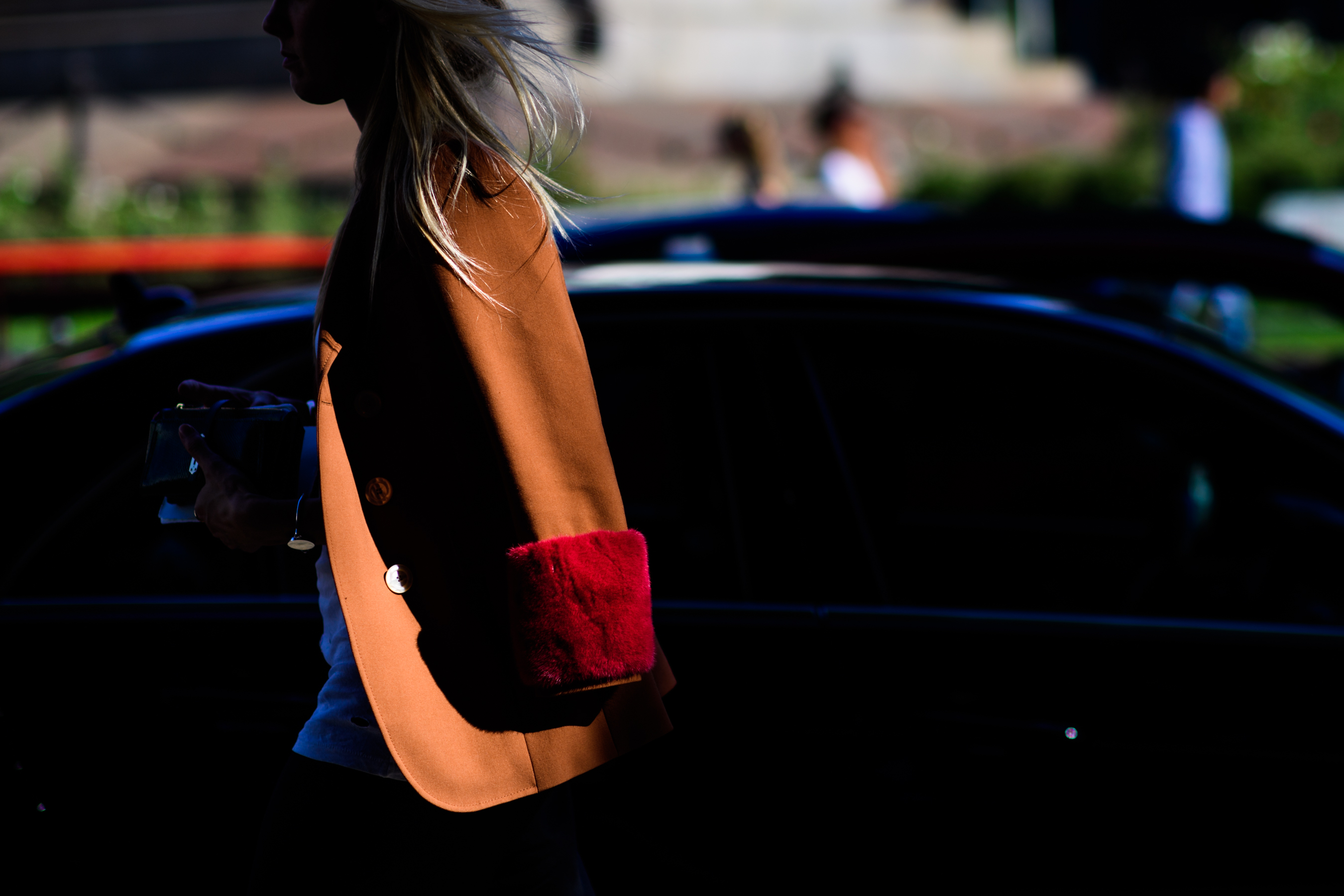 Woman wearing brown blazer