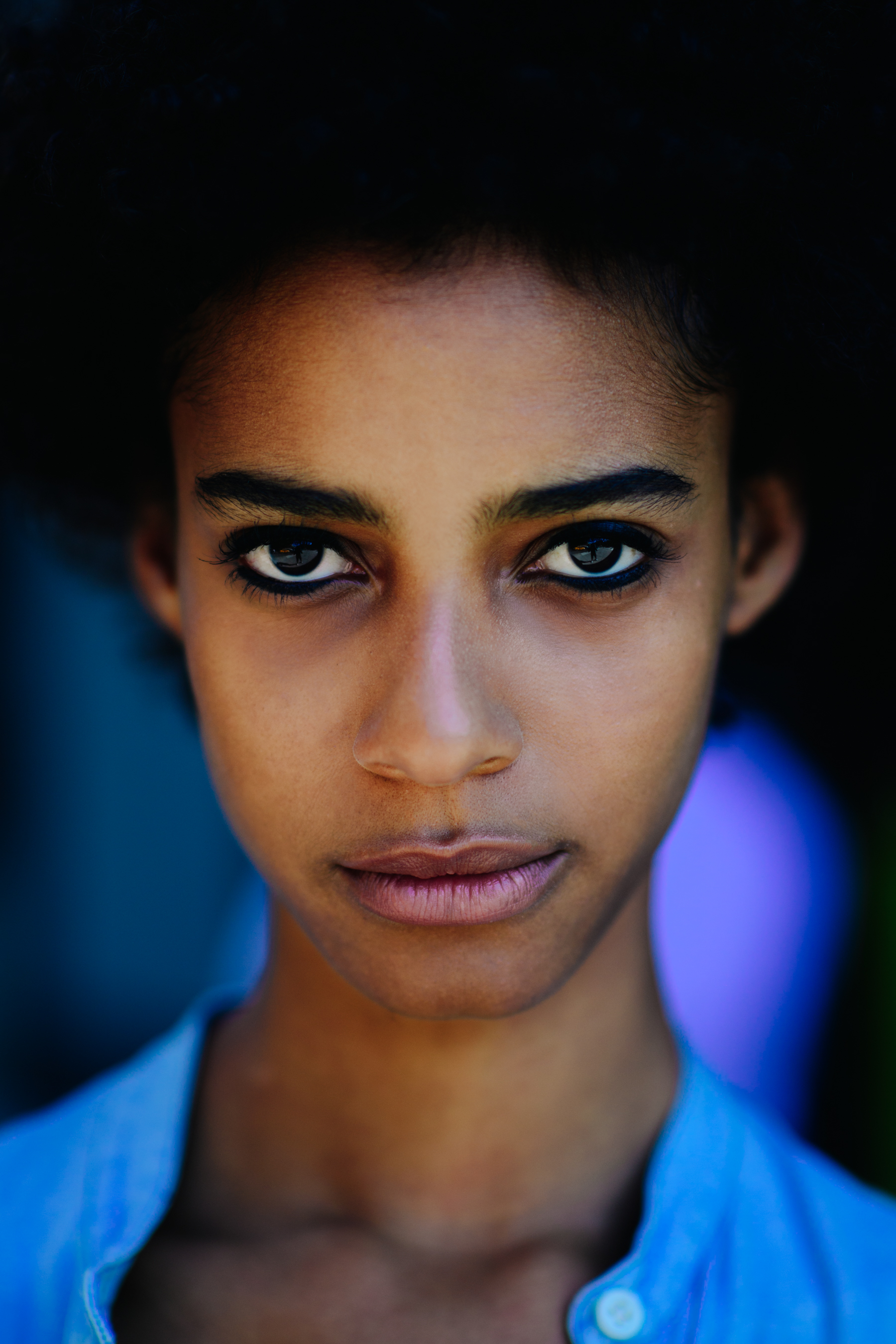 Portrait of a model with thick brows