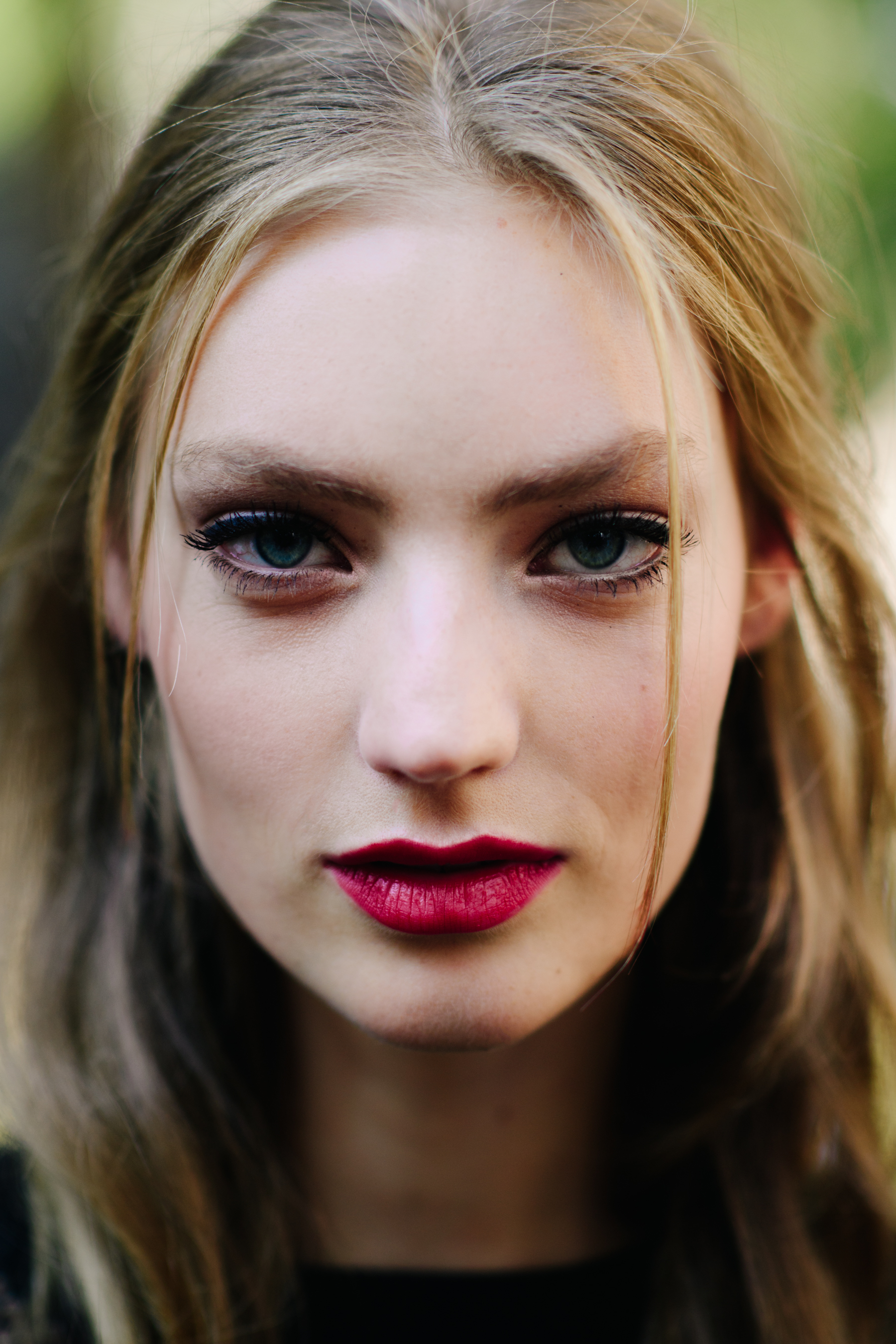 Portrait of a model with red lips